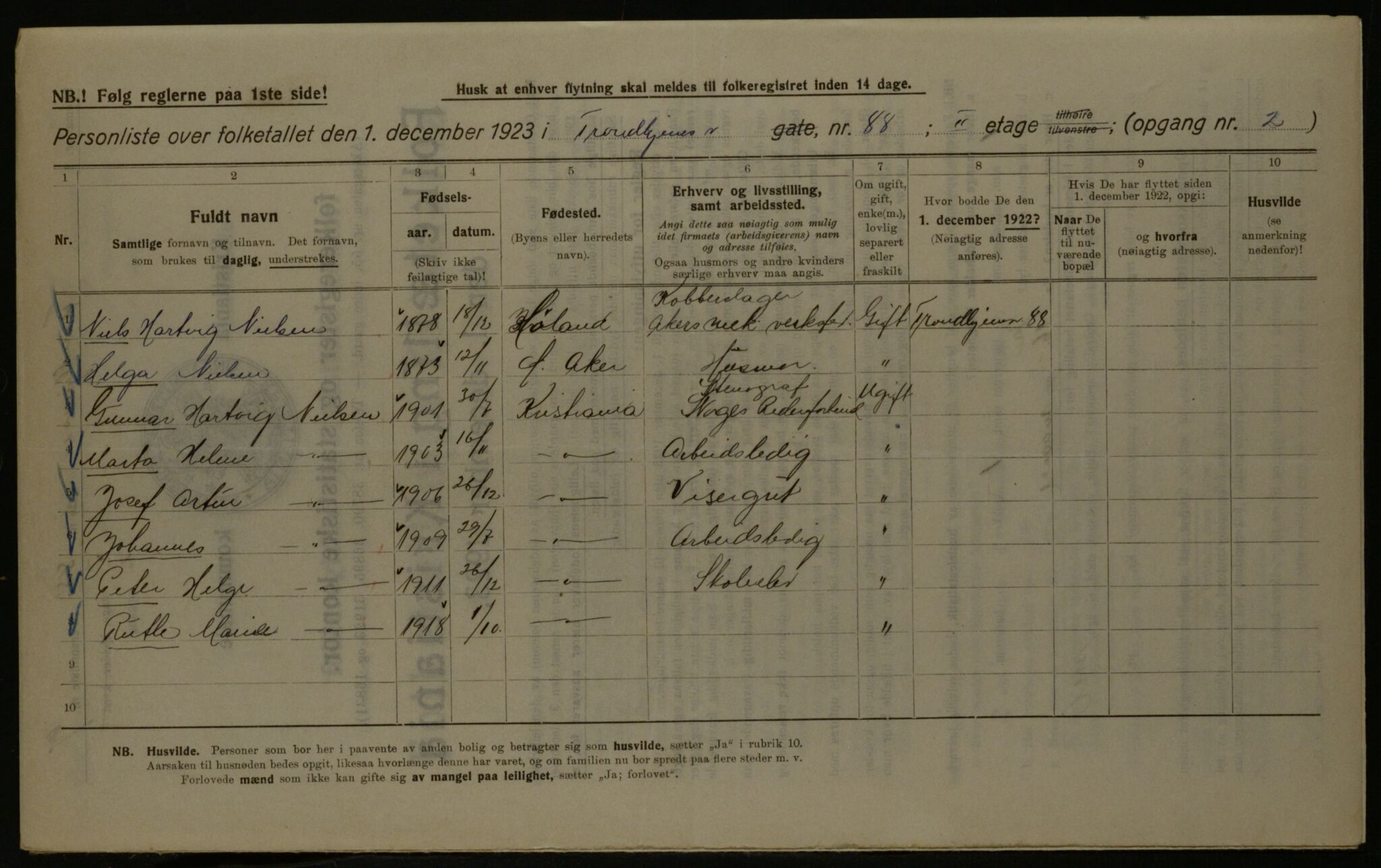 OBA, Kommunal folketelling 1.12.1923 for Kristiania, 1923, s. 128959