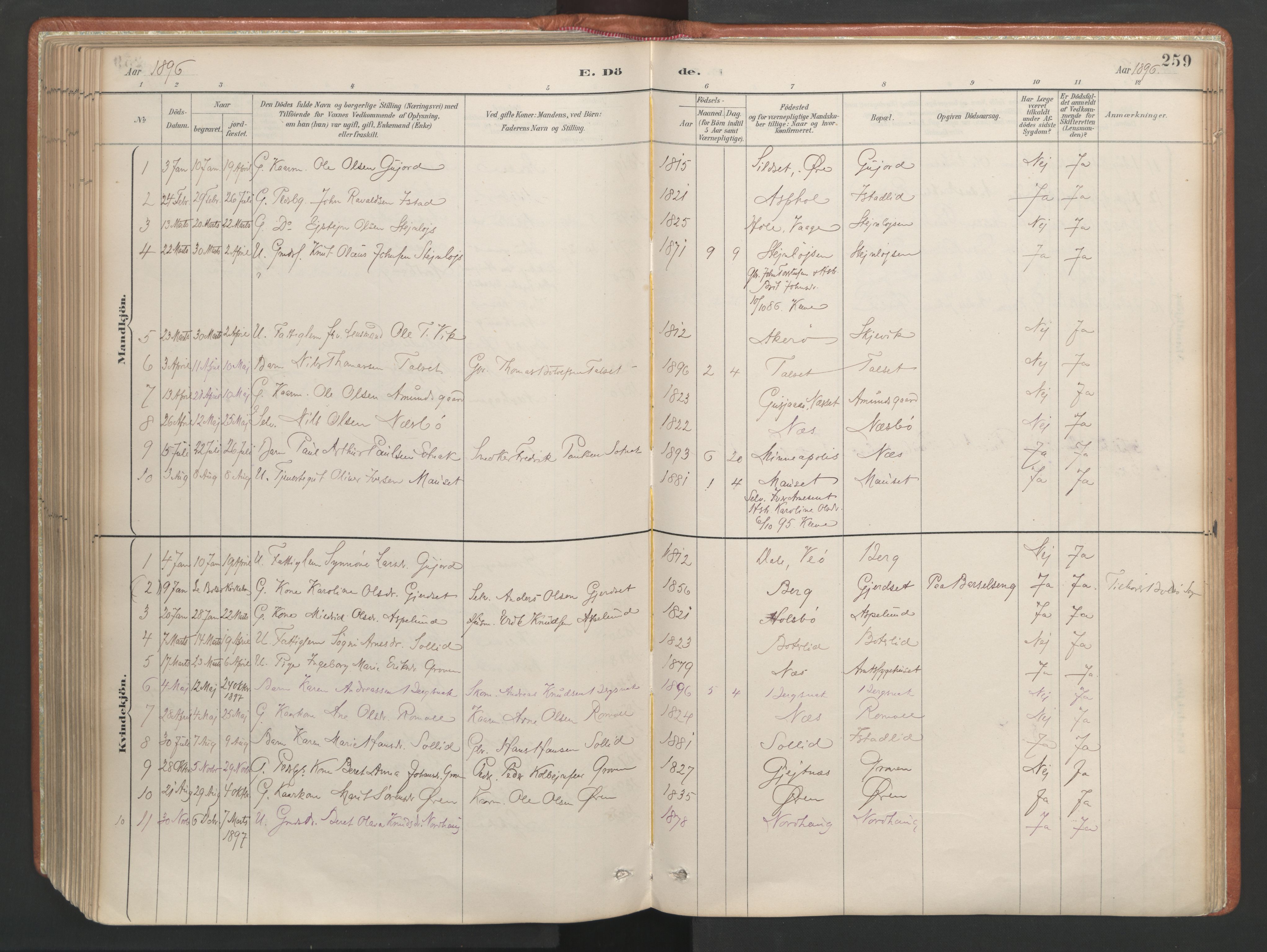 Ministerialprotokoller, klokkerbøker og fødselsregistre - Møre og Romsdal, AV/SAT-A-1454/557/L0682: Ministerialbok nr. 557A04, 1887-1970, s. 259