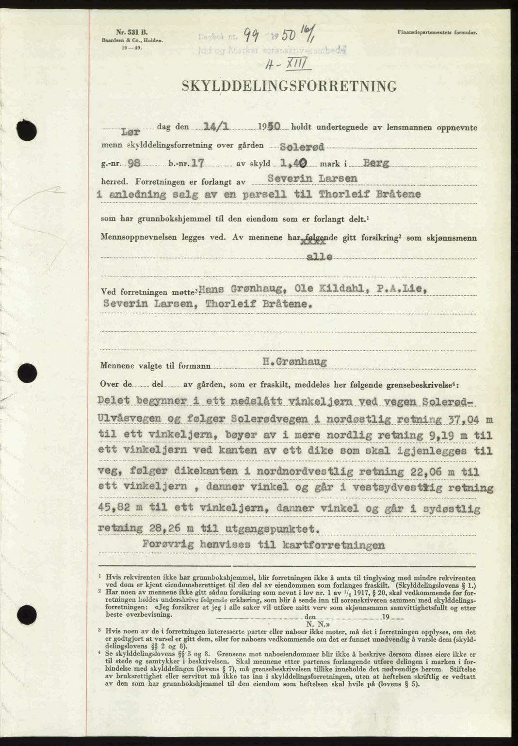 Idd og Marker sorenskriveri, AV/SAO-A-10283/G/Gb/Gbb/L0013: Pantebok nr. A13, 1949-1950, Dagboknr: 99/1950