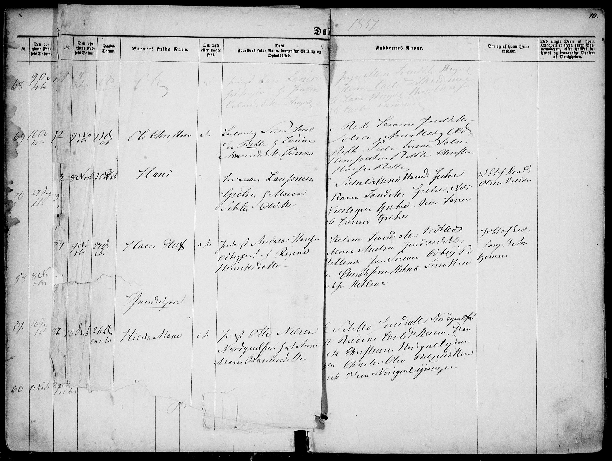 Hedrum kirkebøker, AV/SAKO-A-344/F/Fa/L0007: Ministerialbok nr. I 7, 1857-1868, s. 10