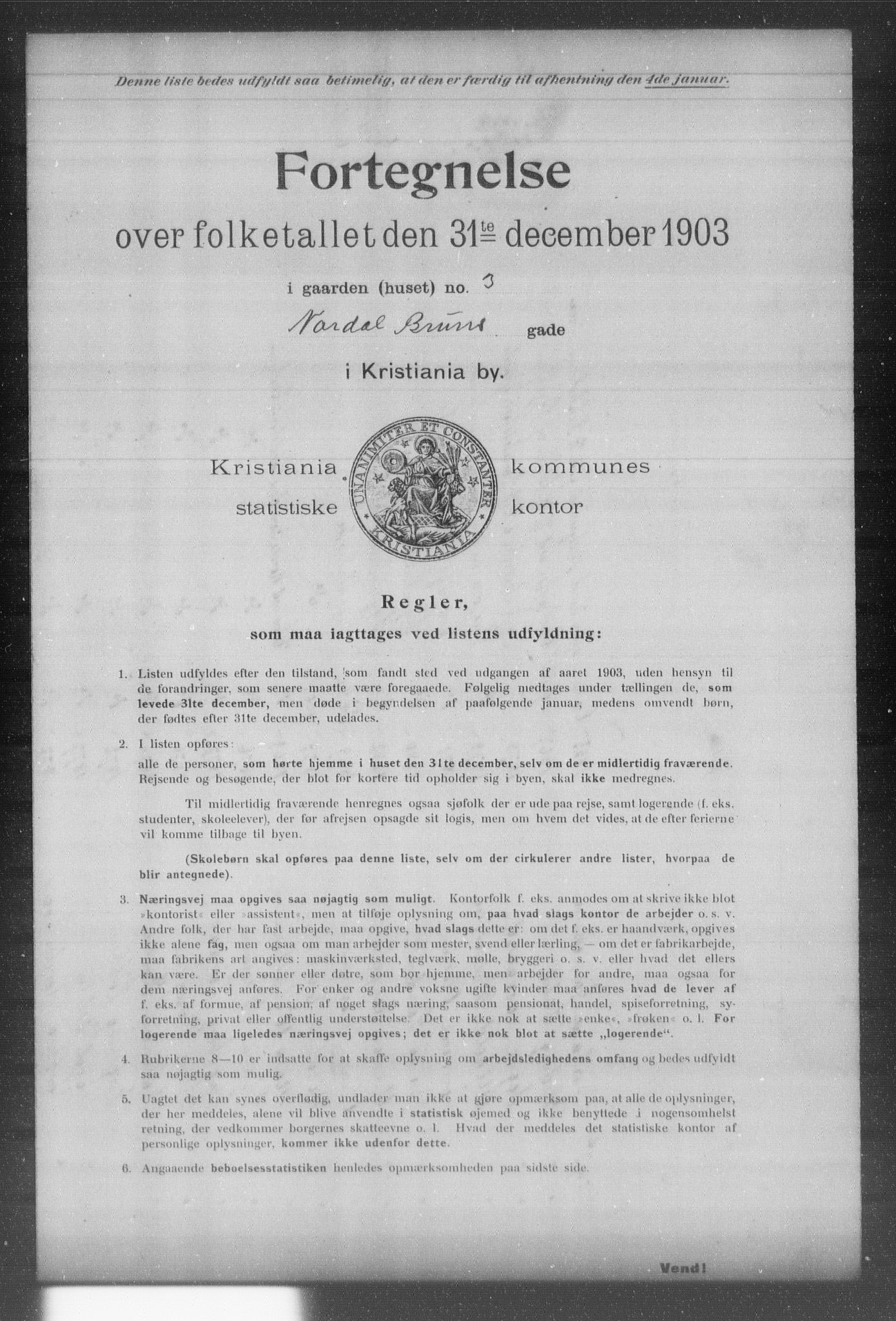 OBA, Kommunal folketelling 31.12.1903 for Kristiania kjøpstad, 1903, s. 13909