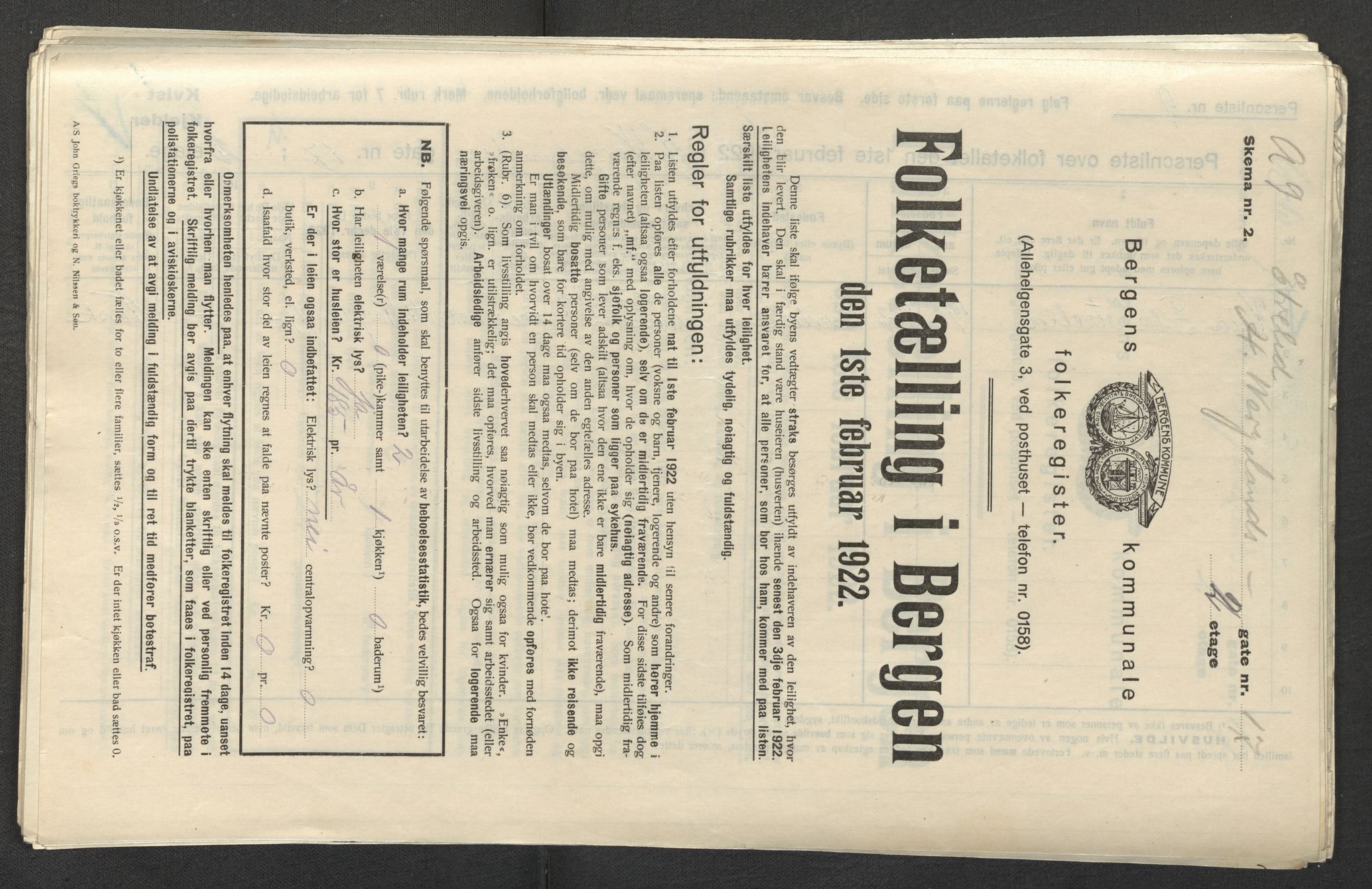 SAB, Kommunal folketelling 1922 for Bergen kjøpstad, 1922, s. 14581