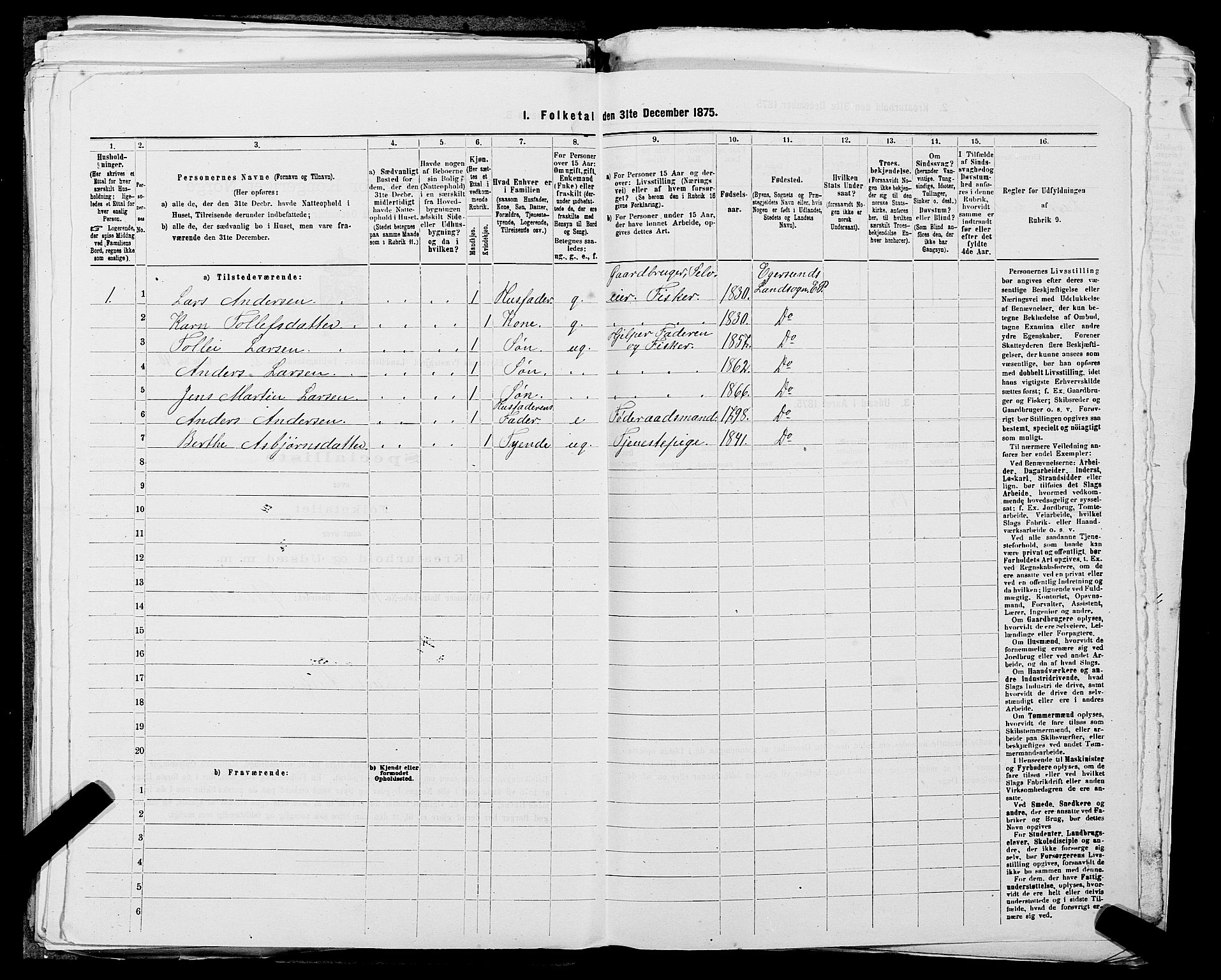 SAST, Folketelling 1875 for 1116L Eigersund prestegjeld, Eigersund landsokn og Ogna sokn, 1875, s. 333