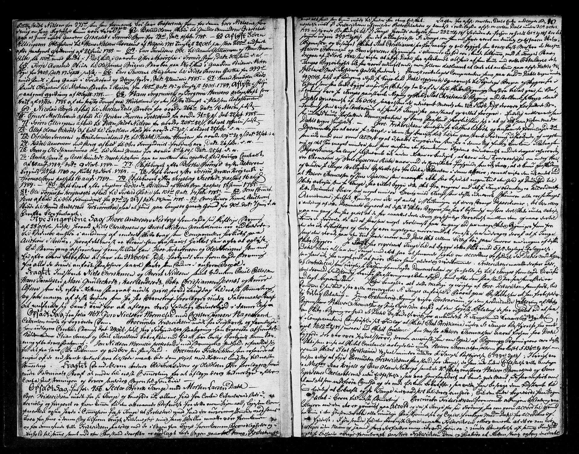Nedenes sorenskriveri før 1824, SAK/1221-0007/F/Fa/L0037: Tingbok med register nr 32, 1785-1787, s. 9b-10a