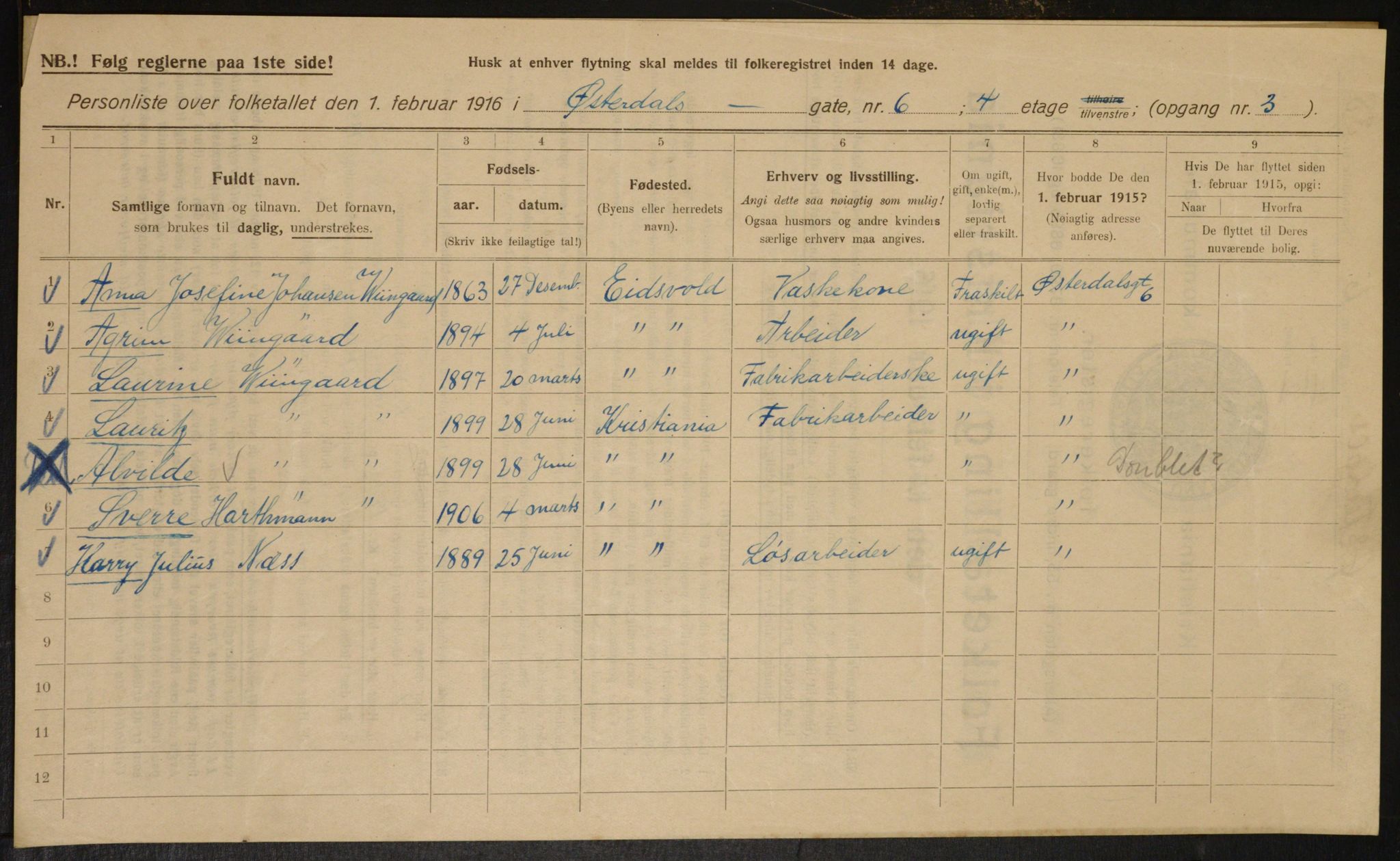 OBA, Kommunal folketelling 1.2.1916 for Kristiania, 1916, s. 132765