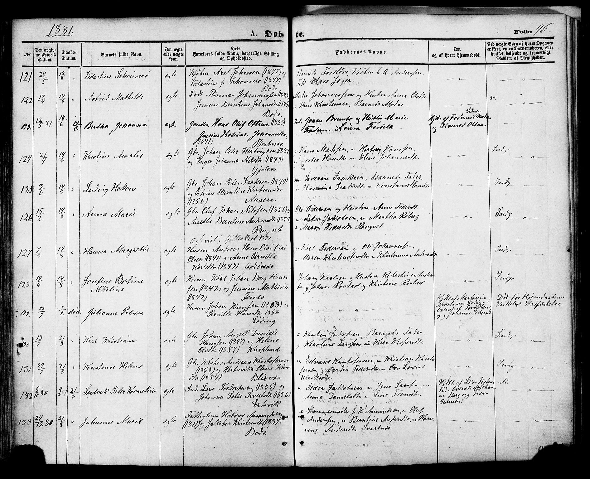 Ministerialprotokoller, klokkerbøker og fødselsregistre - Nordland, AV/SAT-A-1459/801/L0009: Ministerialbok nr. 801A09, 1876-1883, s. 96