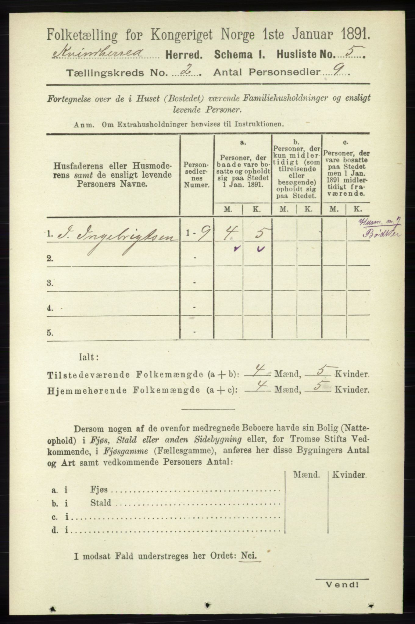 RA, Folketelling 1891 for 1224 Kvinnherad herred, 1891, s. 597