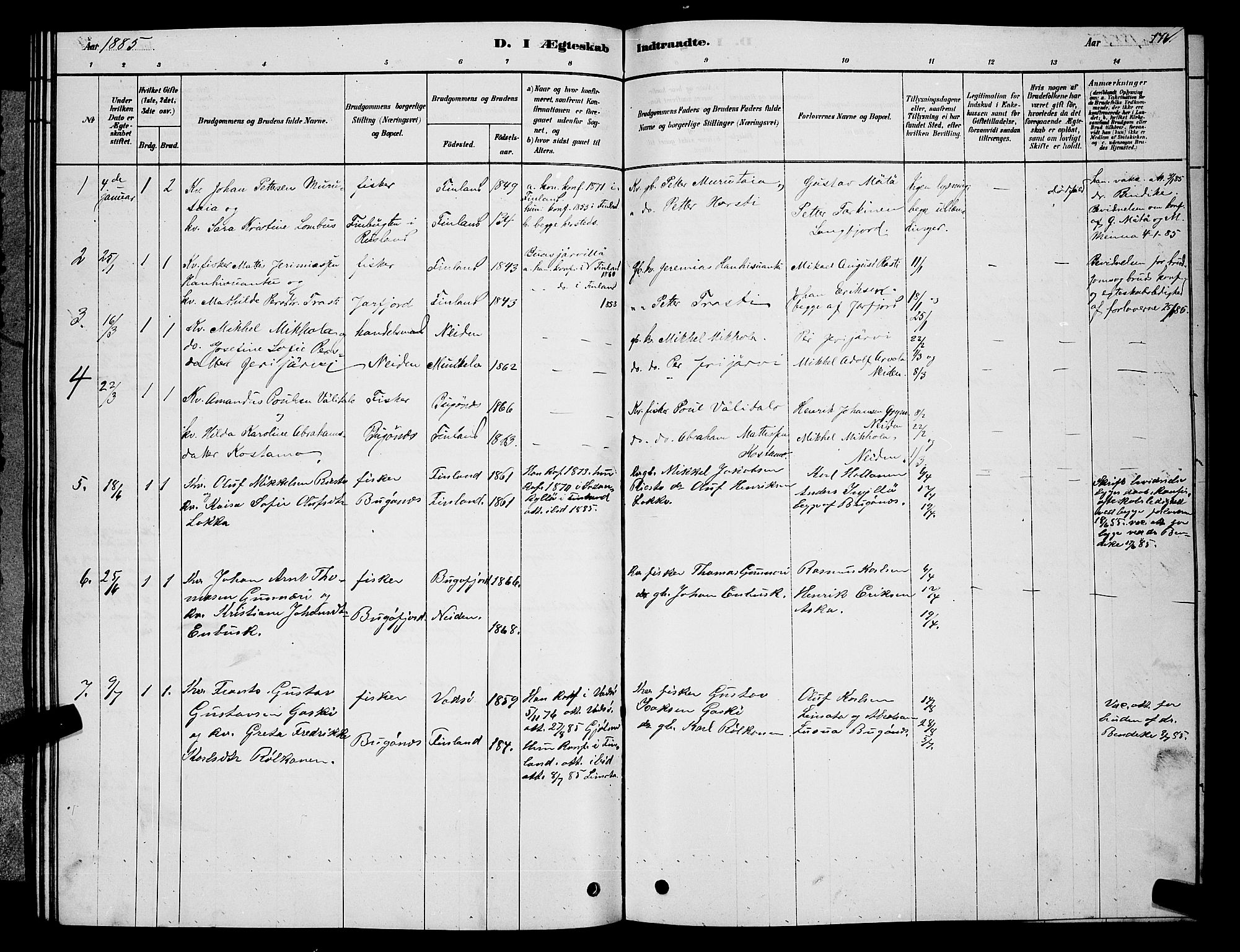 Sør-Varanger sokneprestkontor, AV/SATØ-S-1331/H/Hb/L0003klokker: Klokkerbok nr. 3, 1878-1891, s. 176