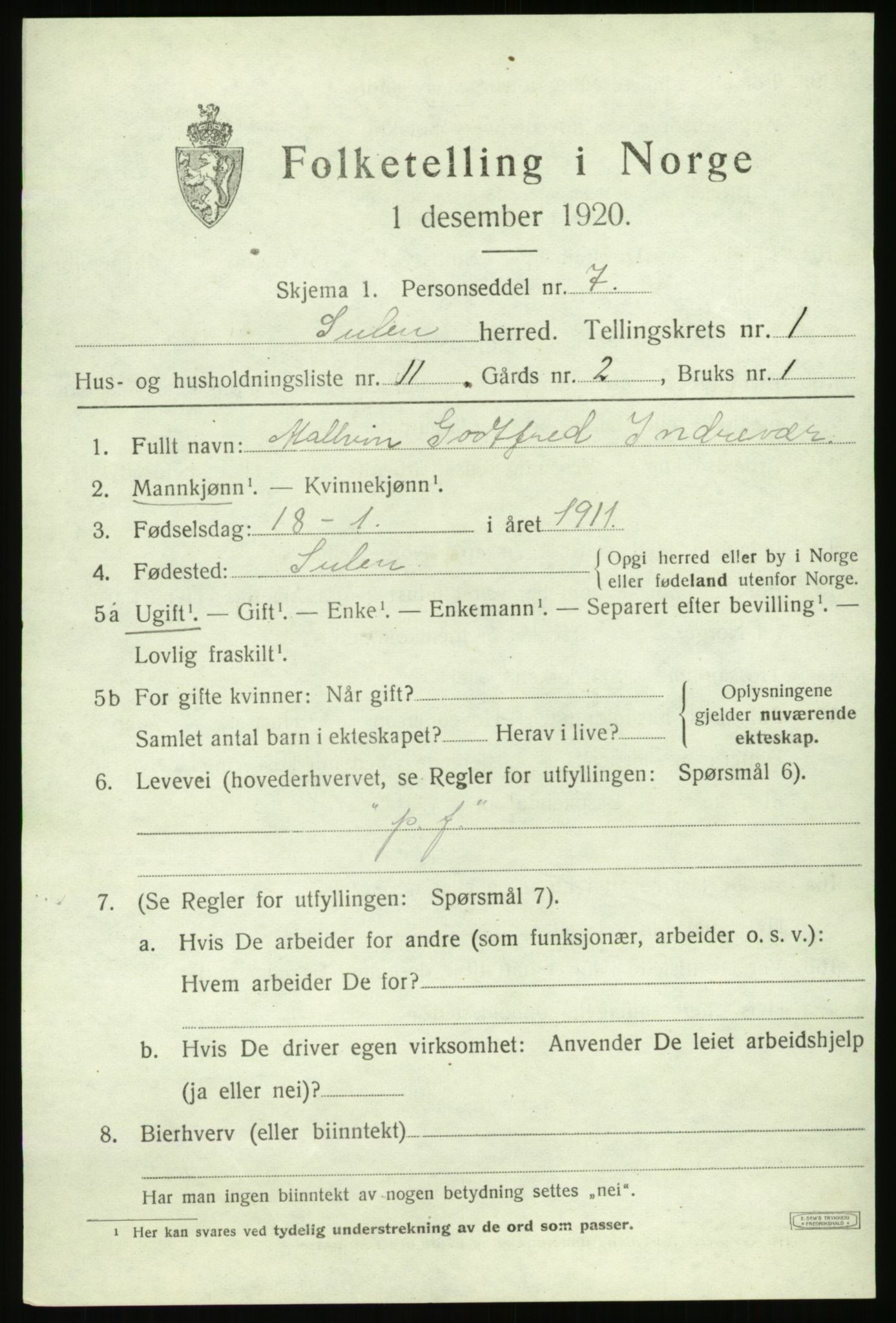 SAB, Folketelling 1920 for 1412 Solund herred, 1920, s. 806