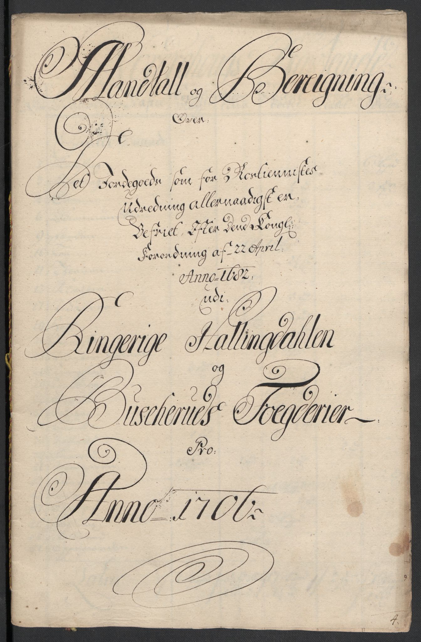 Rentekammeret inntil 1814, Reviderte regnskaper, Fogderegnskap, RA/EA-4092/R22/L1465: Fogderegnskap Ringerike, Hallingdal og Buskerud, 1706, s. 291