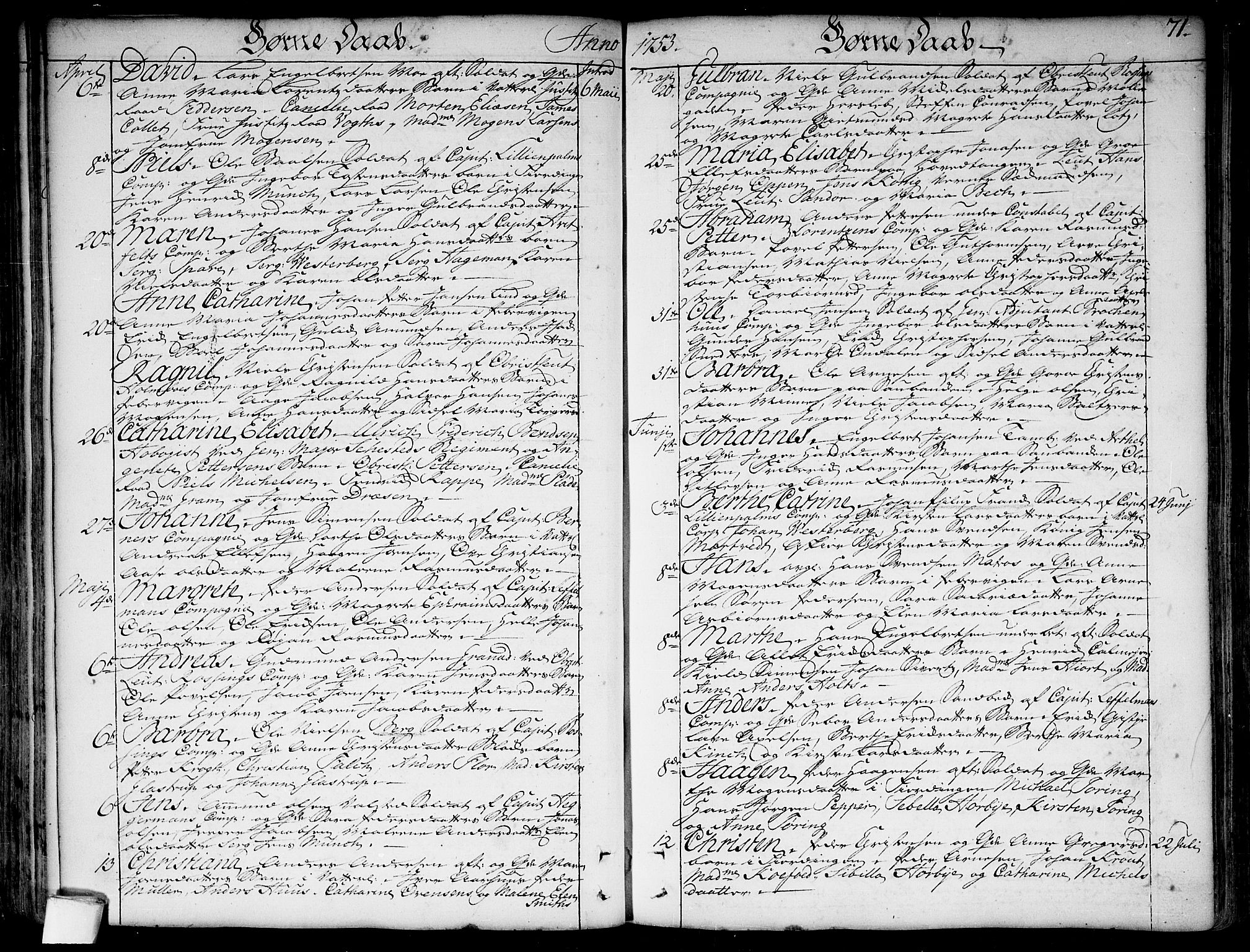 Garnisonsmenigheten Kirkebøker, AV/SAO-A-10846/F/Fa/L0001: Ministerialbok nr. 1, 1734-1756, s. 71