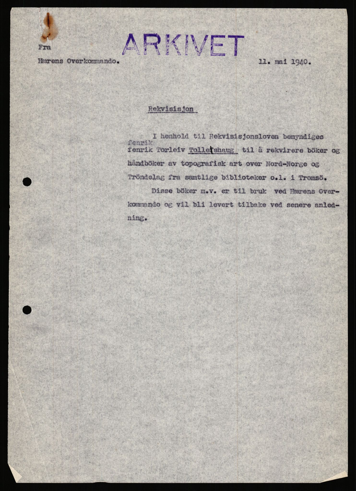 Forsvaret, Forsvarets krigshistoriske avdeling, AV/RA-RAFA-2017/Y/Ya/L0031: II-C-11-51 - Hærens overkommando, 1940, s. 559