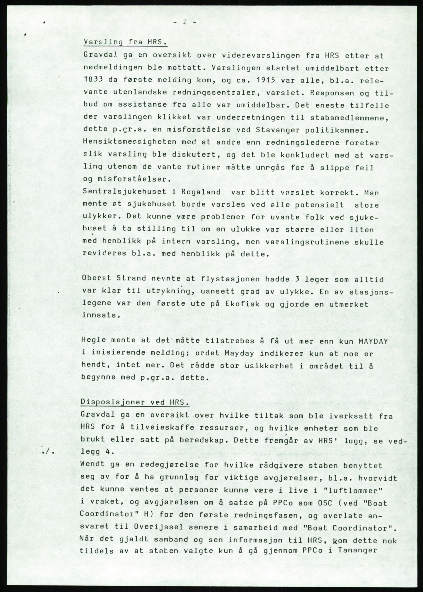 Justisdepartementet, Granskningskommisjonen ved Alexander Kielland-ulykken 27.3.1980, RA/S-1165/D/L0017: P Hjelpefartøy (Doku.liste + P1-P6 av 6)/Q Hovedredningssentralen (Q0-Q27 av 27), 1980-1981, s. 564