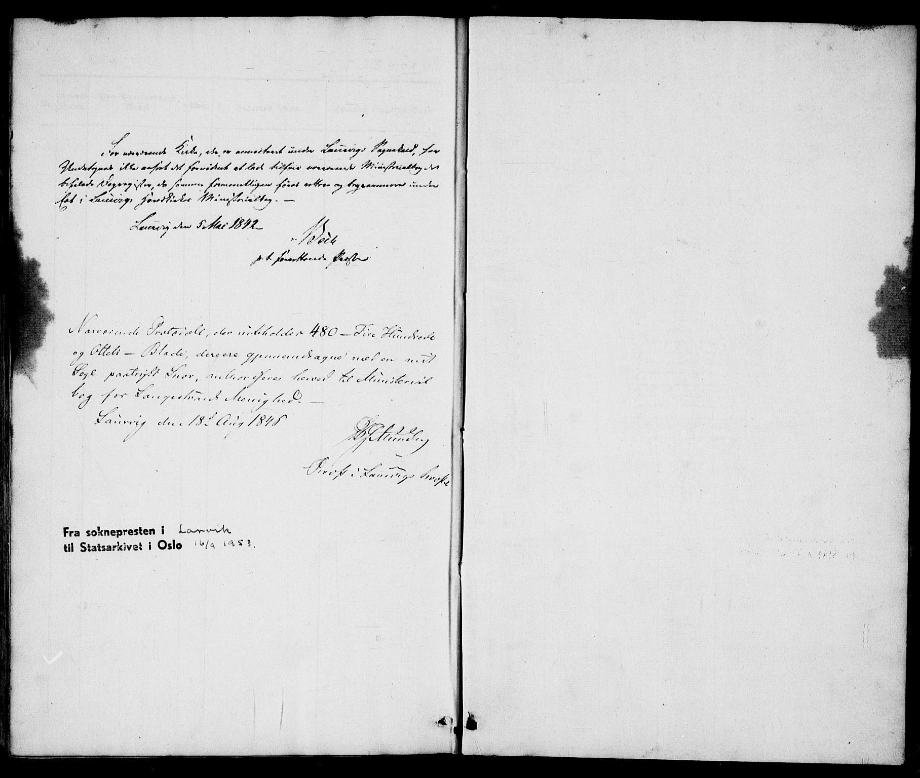 Larvik kirkebøker, SAKO/A-352/F/Fb/L0003: Ministerialbok nr. II 3, 1842-1856