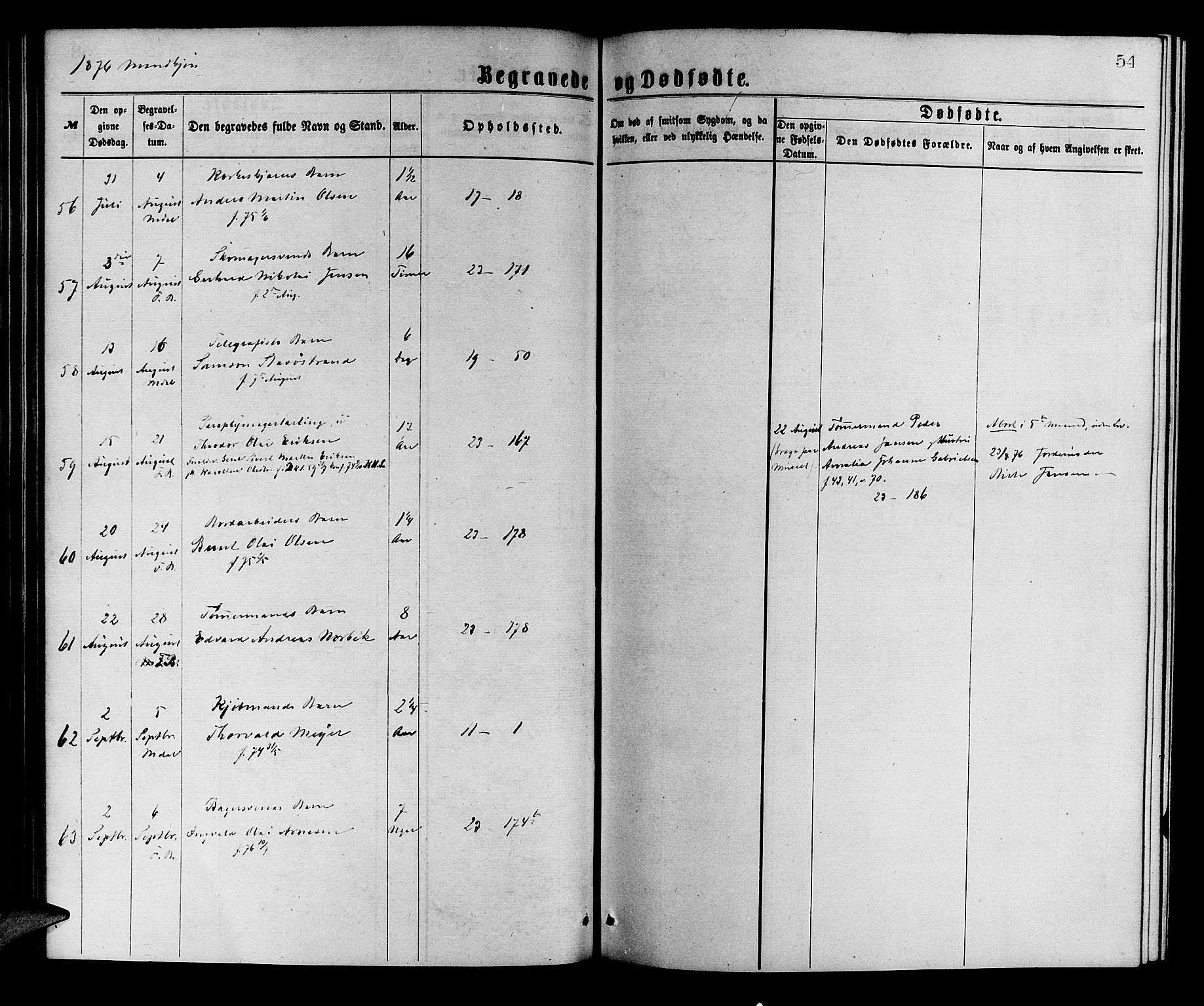 Korskirken sokneprestembete, SAB/A-76101/H/Hab: Klokkerbok nr. E 3, 1871-1883, s. 54