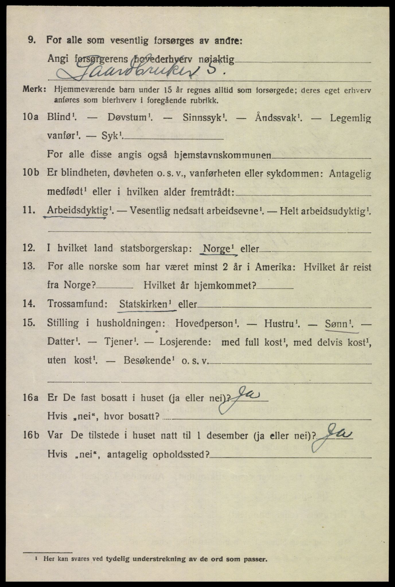 SAK, Folketelling 1920 for 1032 Lyngdal herred, 1920, s. 2322
