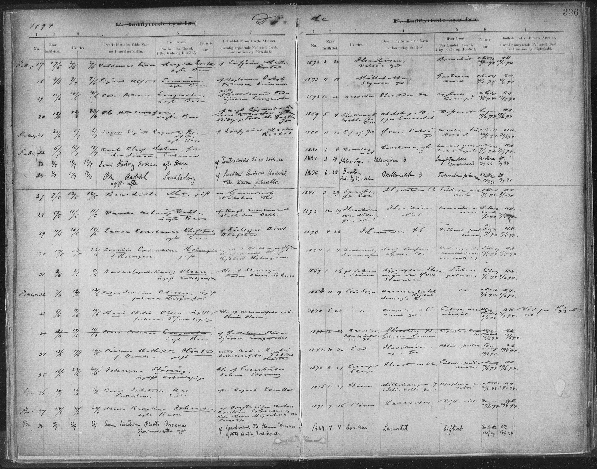Ministerialprotokoller, klokkerbøker og fødselsregistre - Sør-Trøndelag, SAT/A-1456/603/L0163: Ministerialbok nr. 603A02, 1879-1895, s. 336