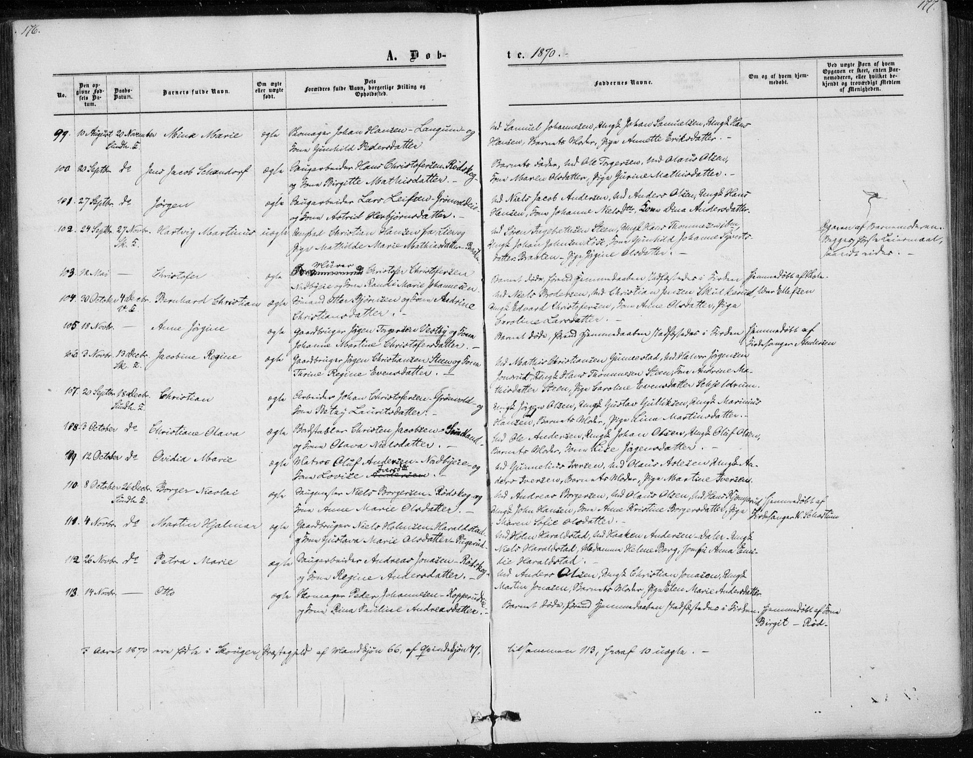 Skoger kirkebøker, AV/SAKO-A-59/F/Fa/L0004: Ministerialbok nr. I 4, 1862-1872, s. 176-177