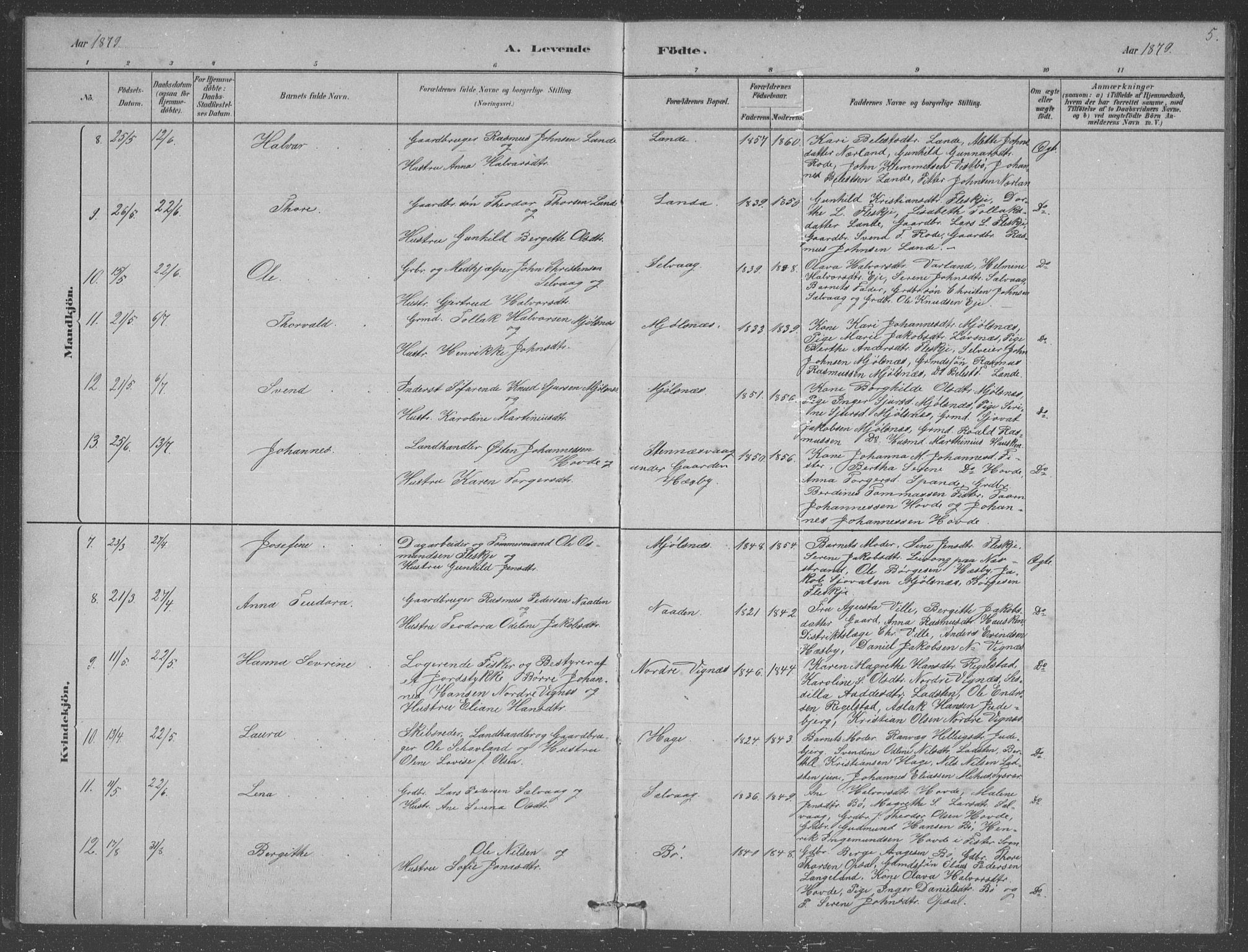 Finnøy sokneprestkontor, SAST/A-101825/H/Ha/Hab/L0003: Klokkerbok nr. B 3, 1879-1899, s. 5