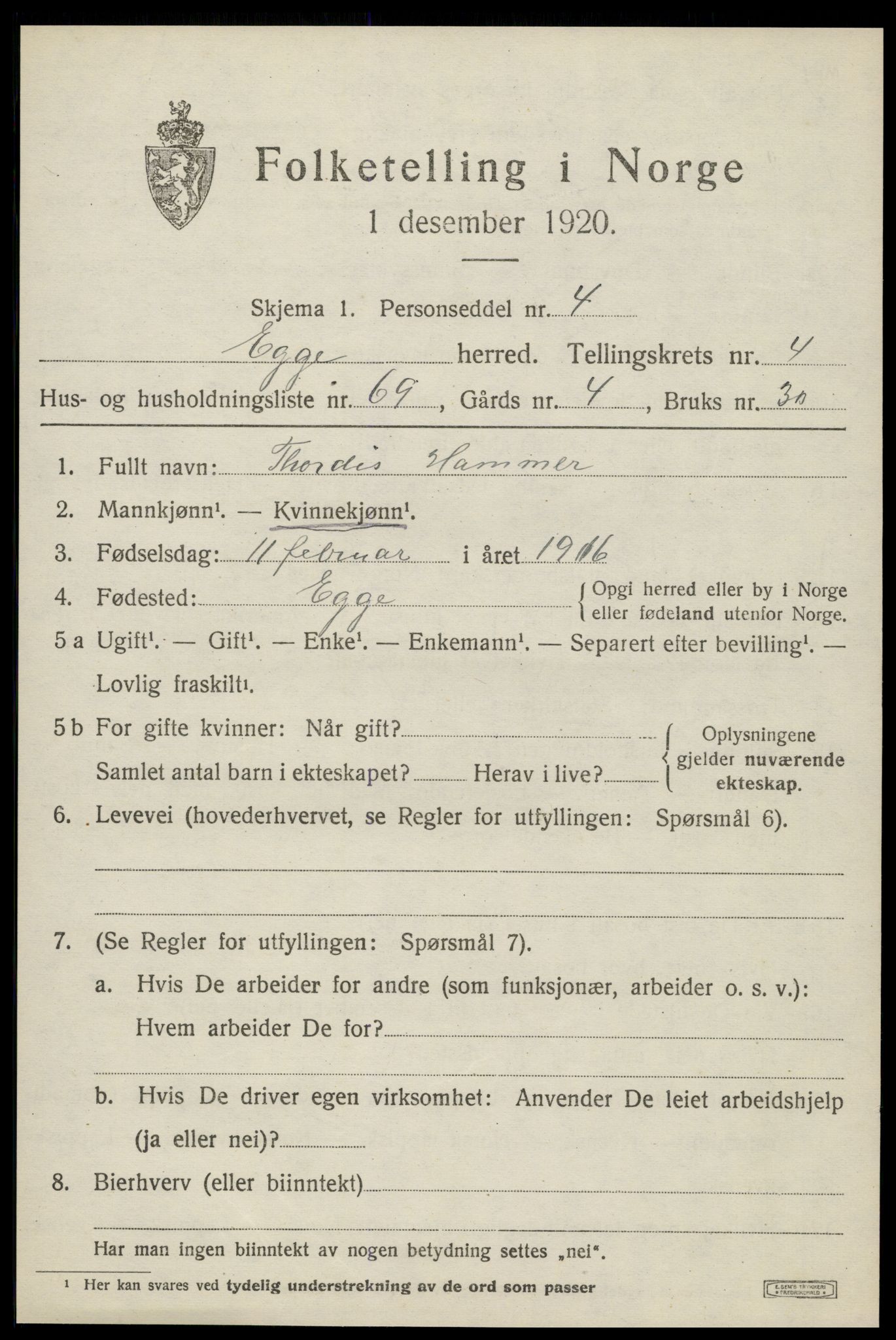 SAT, Folketelling 1920 for 1733 Egge herred, 1920, s. 3310