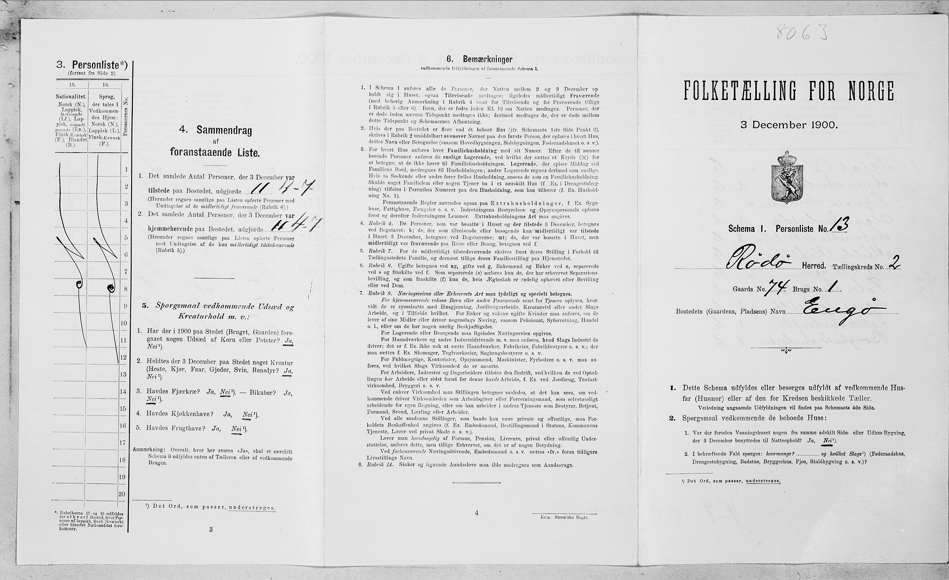 SAT, Folketelling 1900 for 1836 Rødøy herred, 1900, s. 138