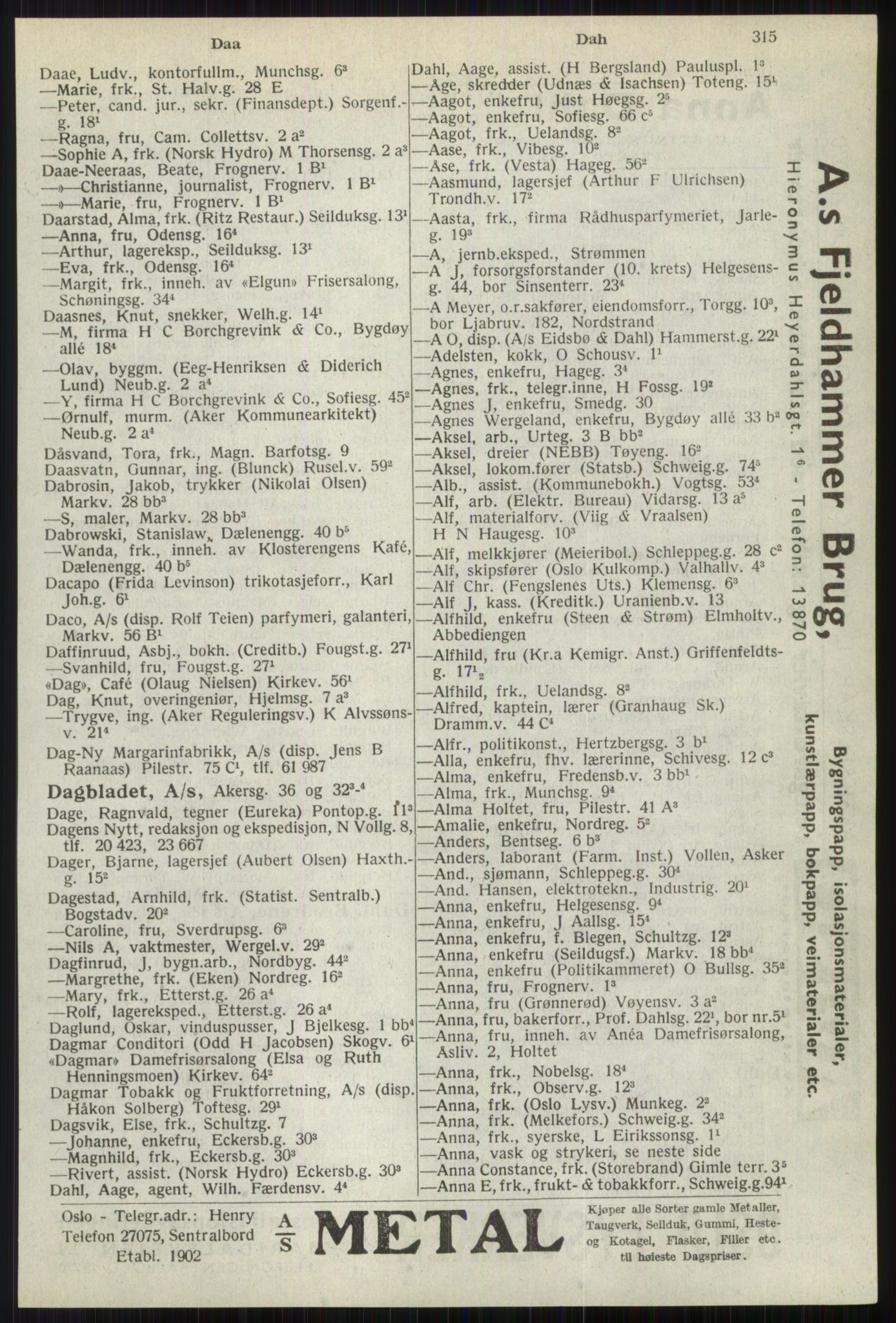 Kristiania/Oslo adressebok, PUBL/-, 1941, s. 315
