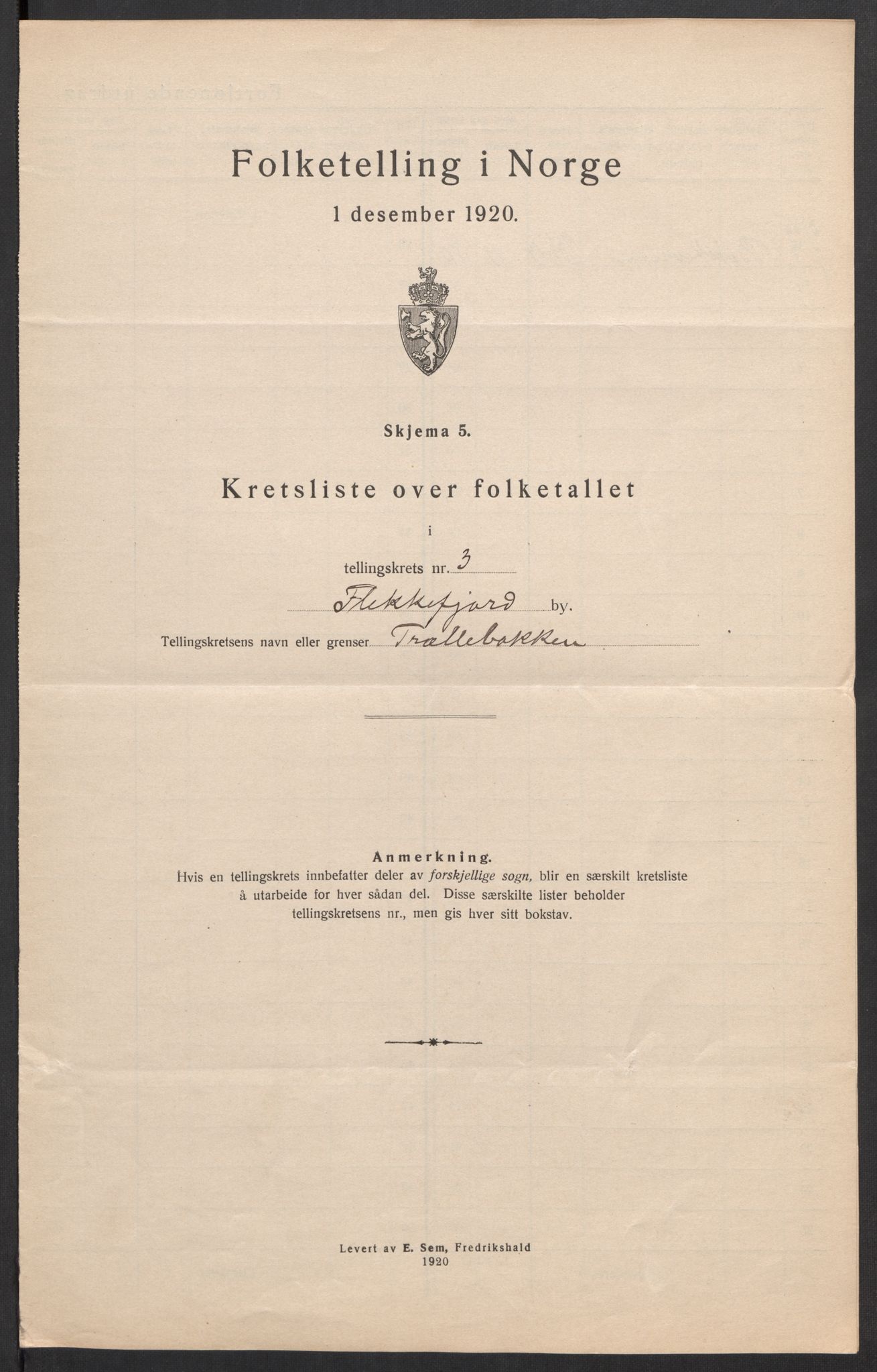 SAK, Folketelling 1920 for 1004 Flekkefjord kjøpstad, 1920, s. 16