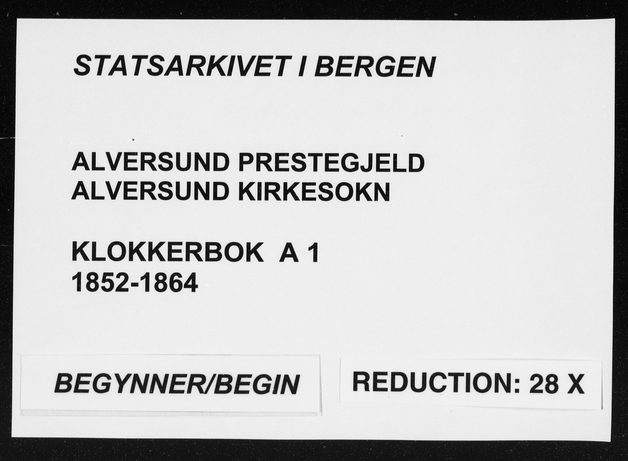 Alversund Sokneprestembete, SAB/A-73901/H/Ha/Hab: Klokkerbok nr. A 1, 1852-1864