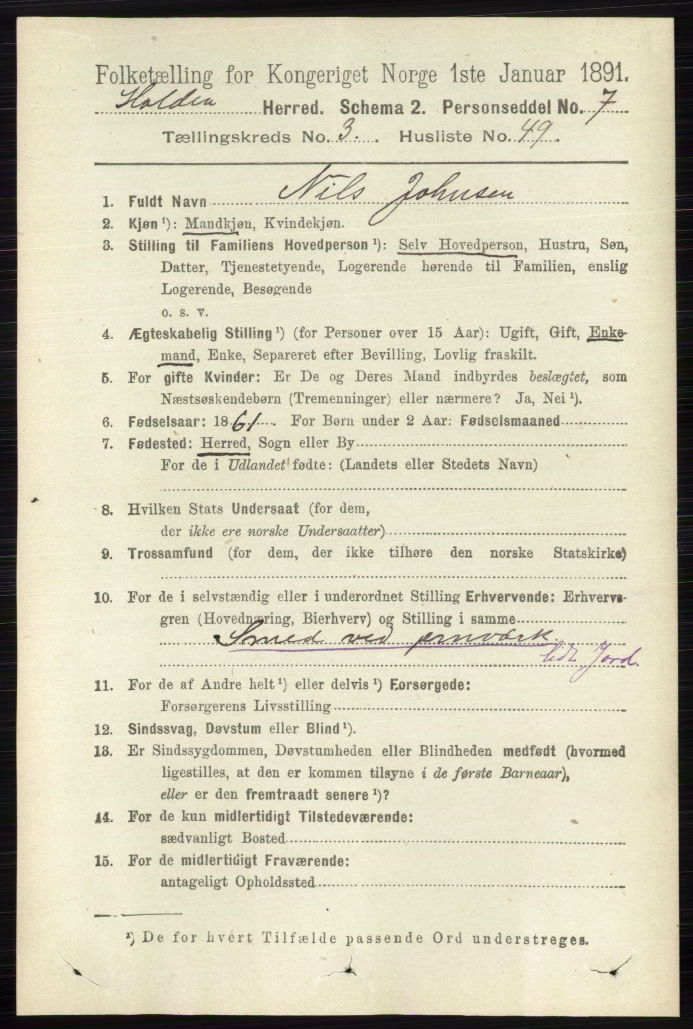 RA, Folketelling 1891 for 0819 Holla herred, 1891, s. 1955