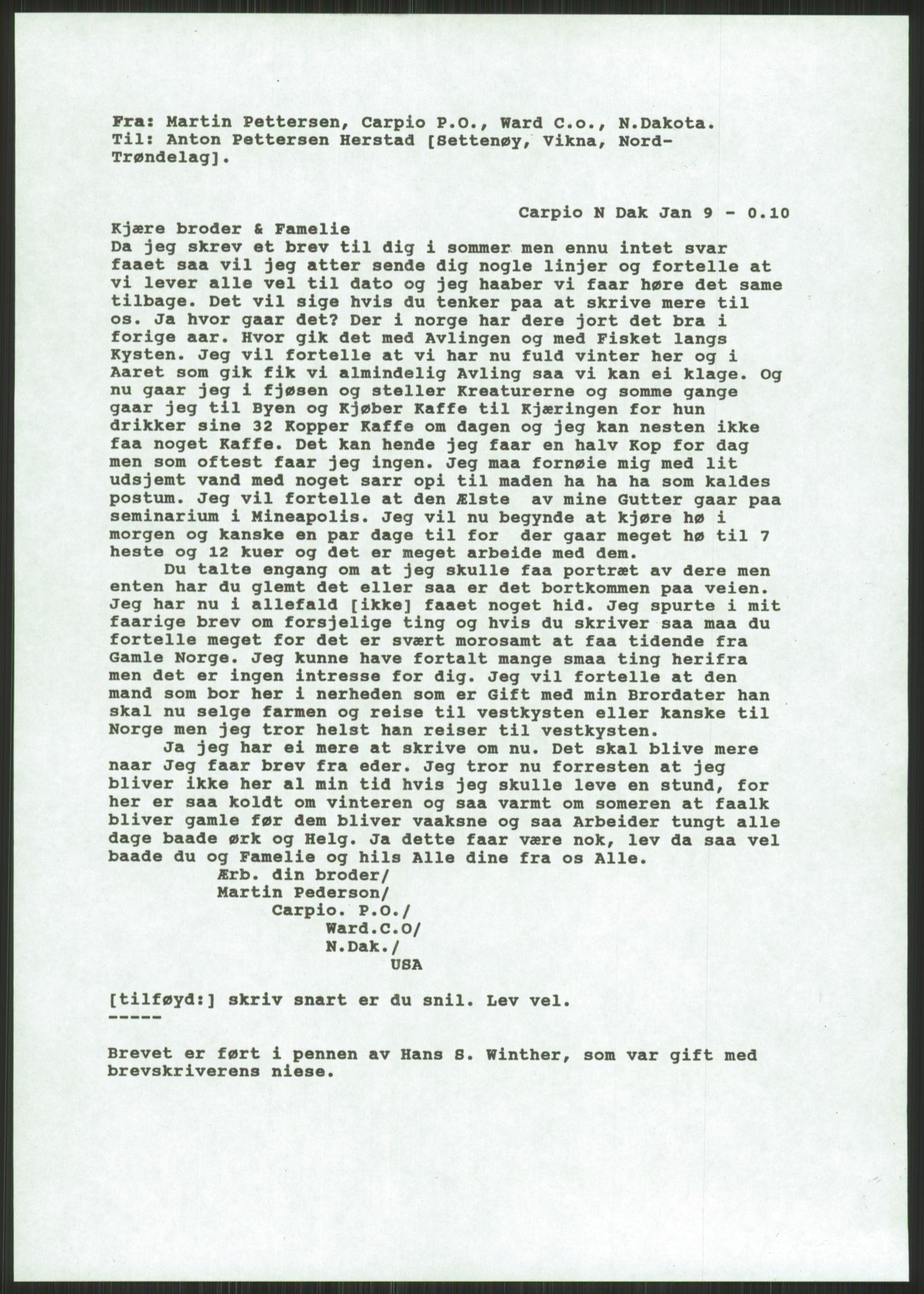 Samlinger til kildeutgivelse, Amerikabrevene, AV/RA-EA-4057/F/L0034: Innlån fra Nord-Trøndelag, 1838-1914, s. 43