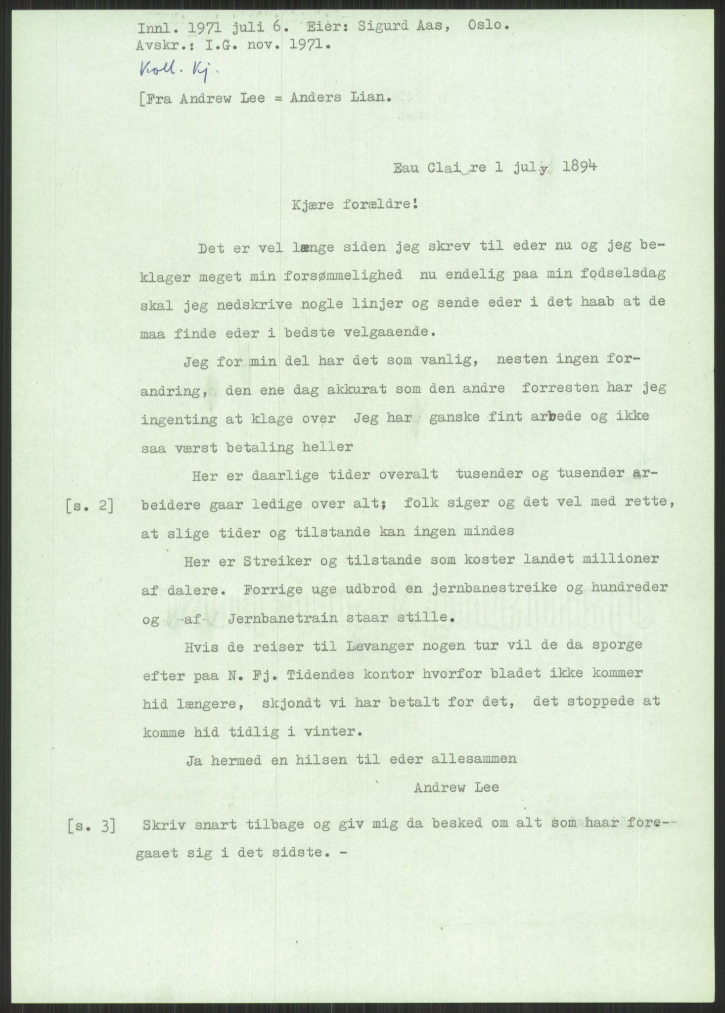 Samlinger til kildeutgivelse, Amerikabrevene, AV/RA-EA-4057/F/L0034: Innlån fra Nord-Trøndelag, 1838-1914, s. 495