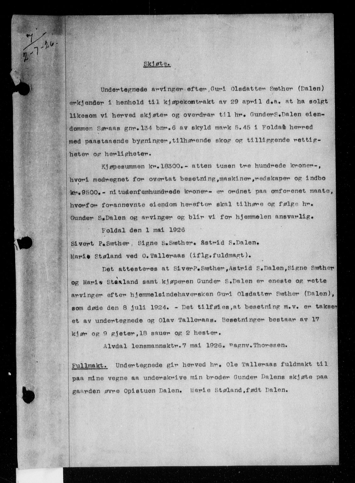 Nord-Østerdal tingrett, AV/SAH-TING-020/H/Hb/Hba/L0033B: Pantebok nr. 33B-34A, 1925-1927, Tingl.dato: 02.07.1926