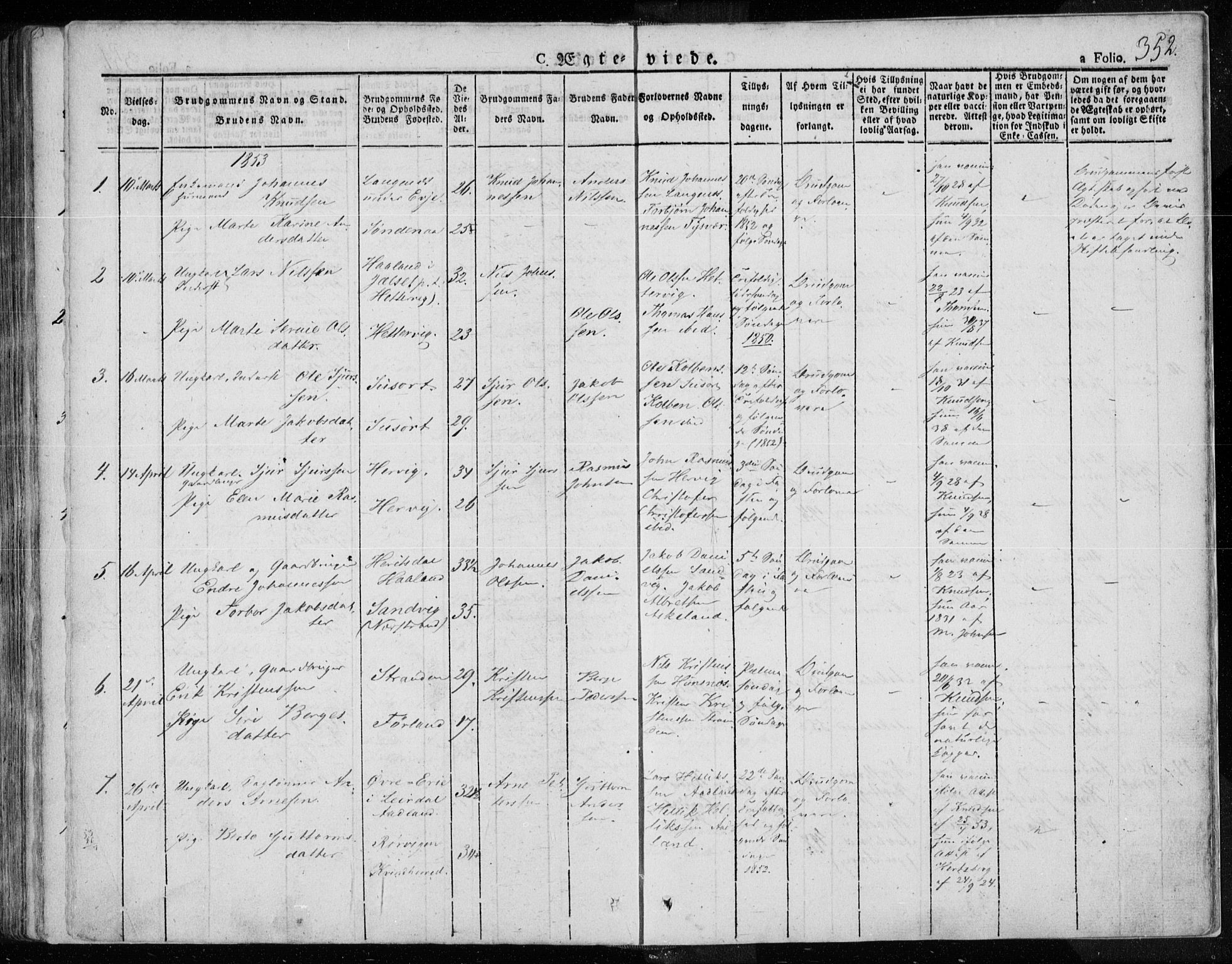 Tysvær sokneprestkontor, SAST/A -101864/H/Ha/Haa/L0001: Ministerialbok nr. A 1.1, 1831-1856, s. 352