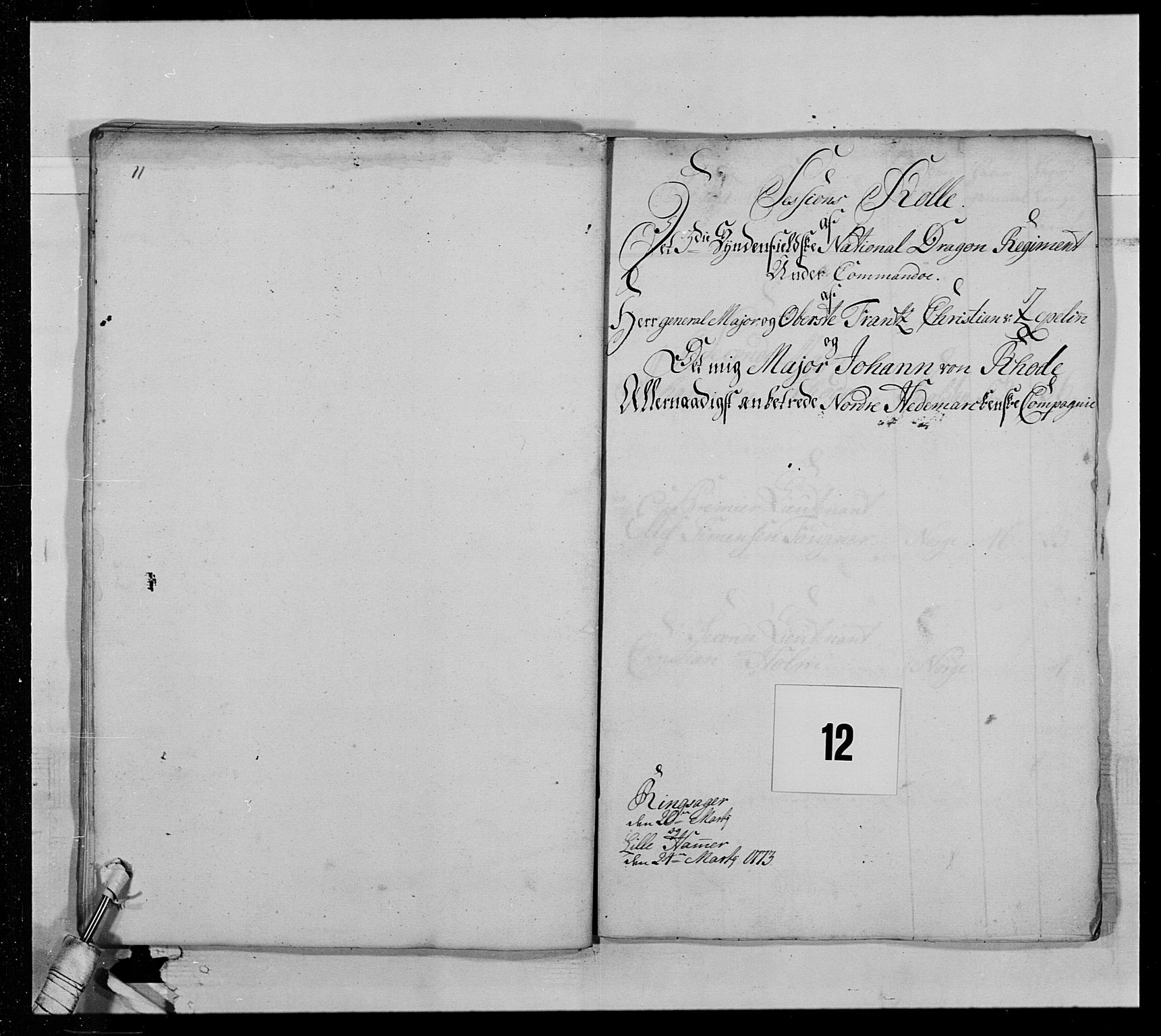 Generalitets- og kommissariatskollegiet, Det kongelige norske kommissariatskollegium, AV/RA-EA-5420/E/Eh/L0013: 3. Sønnafjelske dragonregiment, 1771-1773, s. 259