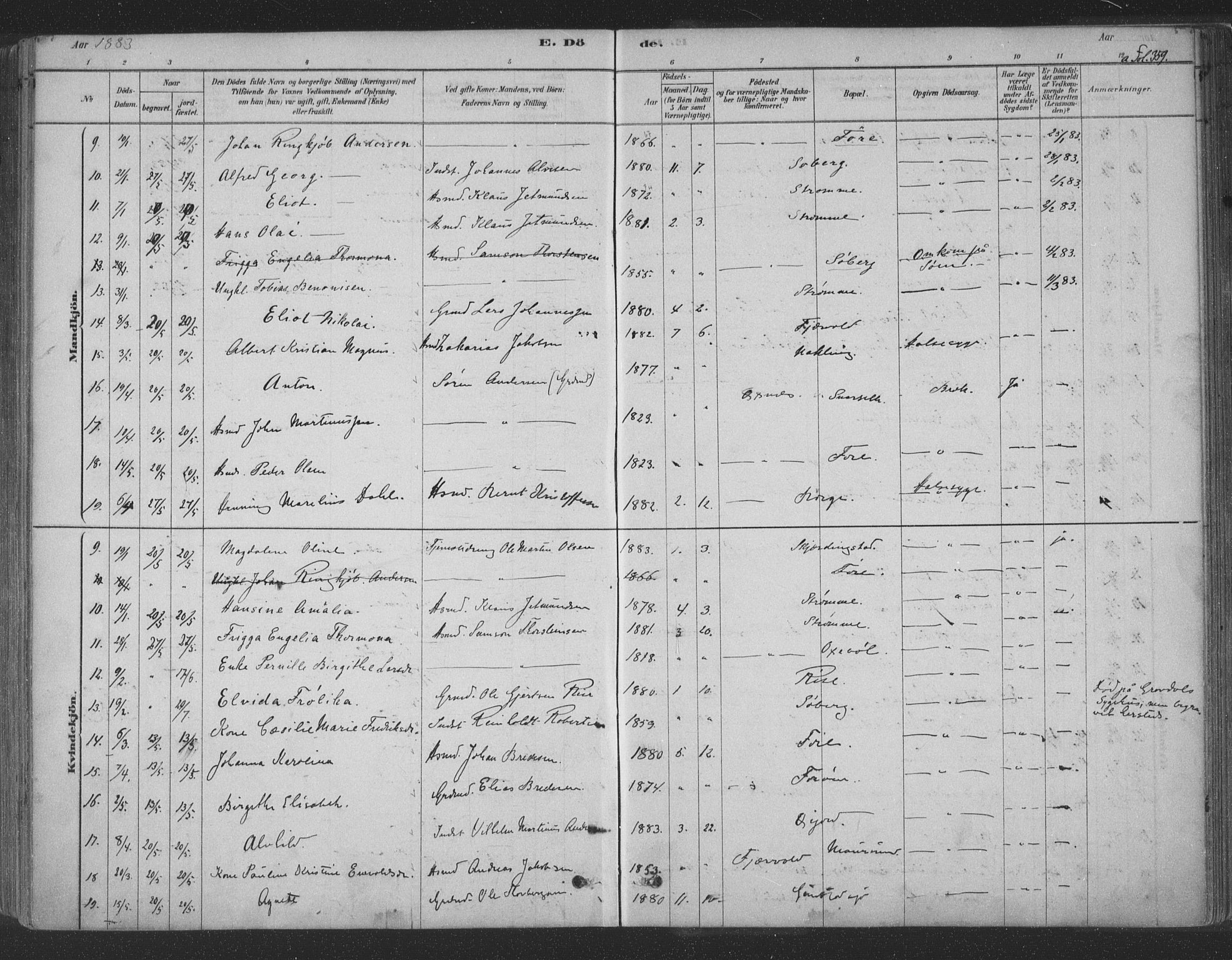 Ministerialprotokoller, klokkerbøker og fødselsregistre - Nordland, AV/SAT-A-1459/891/L1302: Ministerialbok nr. 891A07, 1878-1895, s. 359