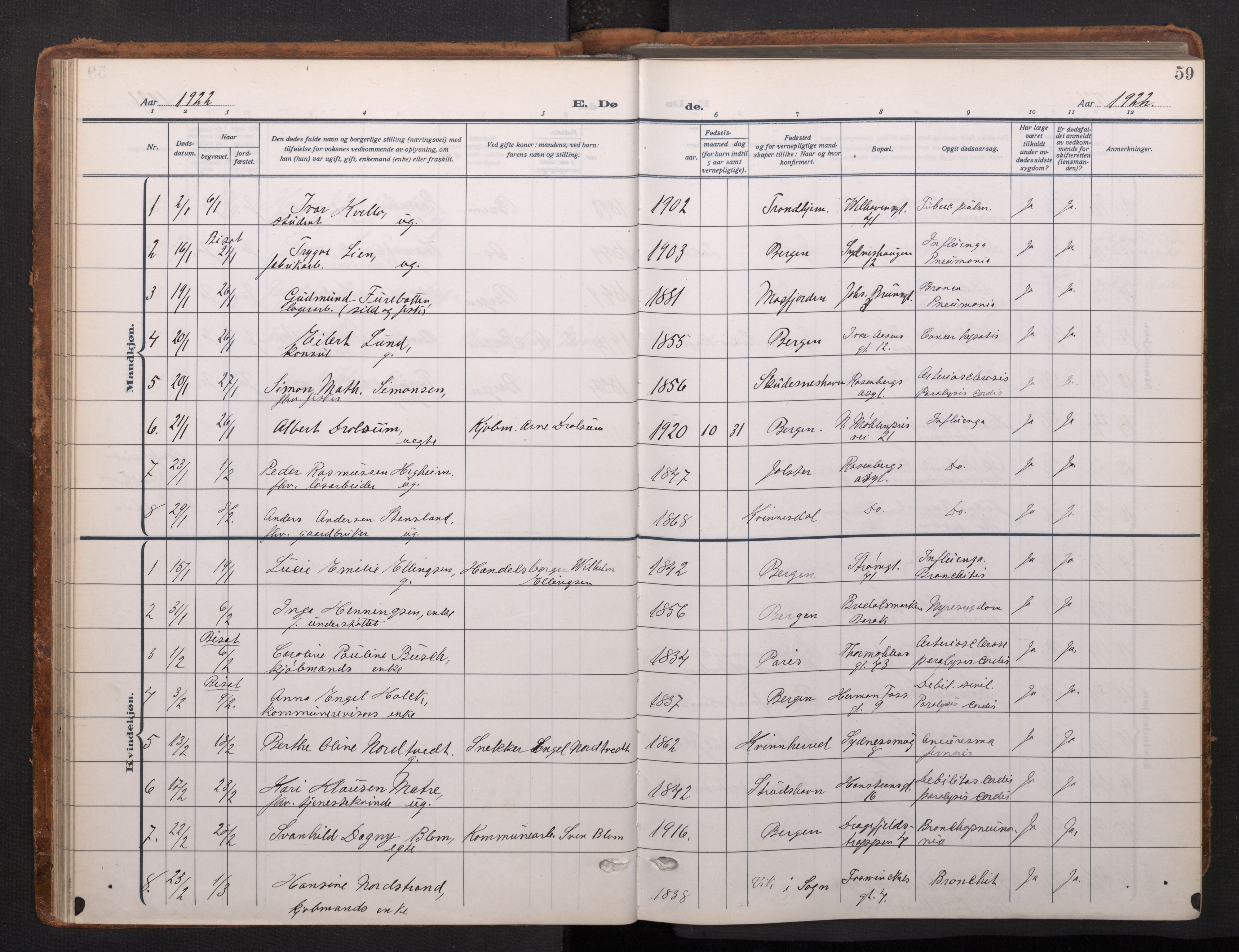 Johanneskirken Sokneprestembete, SAB/A-76001/H/Haa/L0020: Ministerialbok nr. E 2, 1916-1951, s. 59