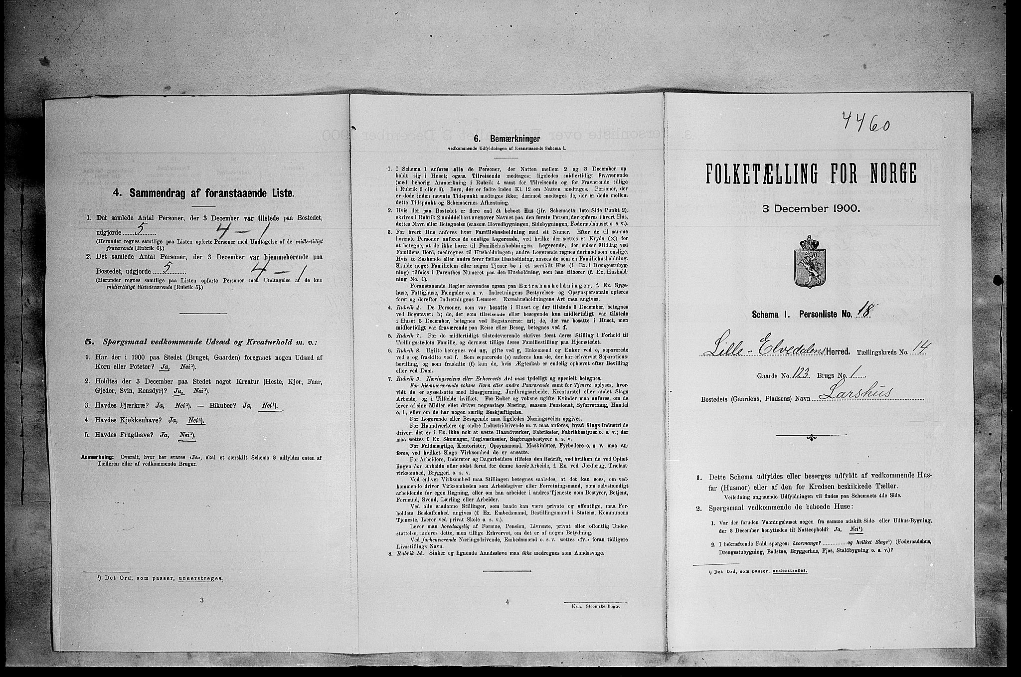 SAH, Folketelling 1900 for 0438 Lille Elvedalen herred, 1900, s. 1064