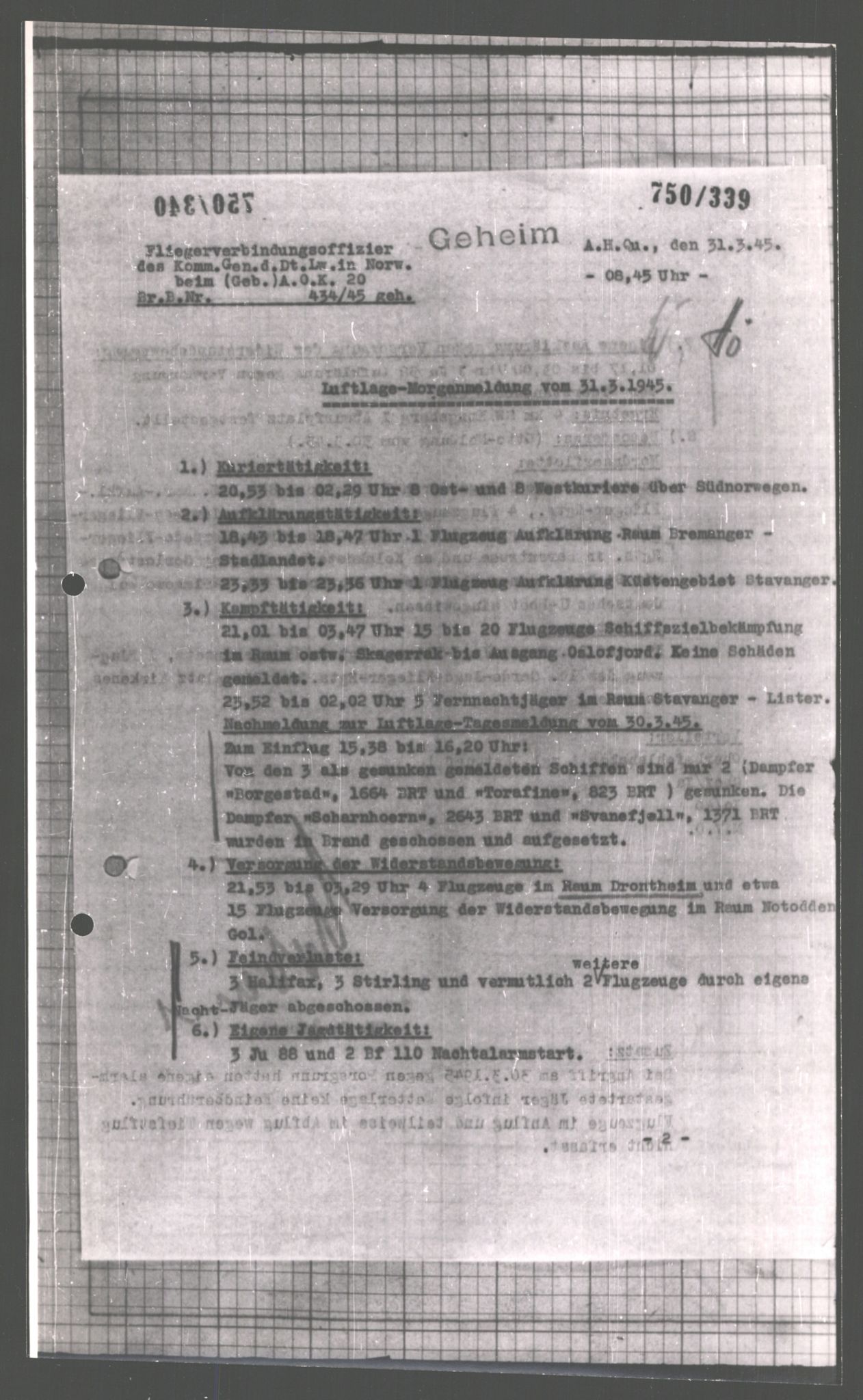 Forsvarets Overkommando. 2 kontor. Arkiv 11.4. Spredte tyske arkivsaker, AV/RA-RAFA-7031/D/Dar/Dara/L0008: Krigsdagbøker for 20. Gebirgs-Armee-Oberkommando (AOK 20), 1945, s. 806