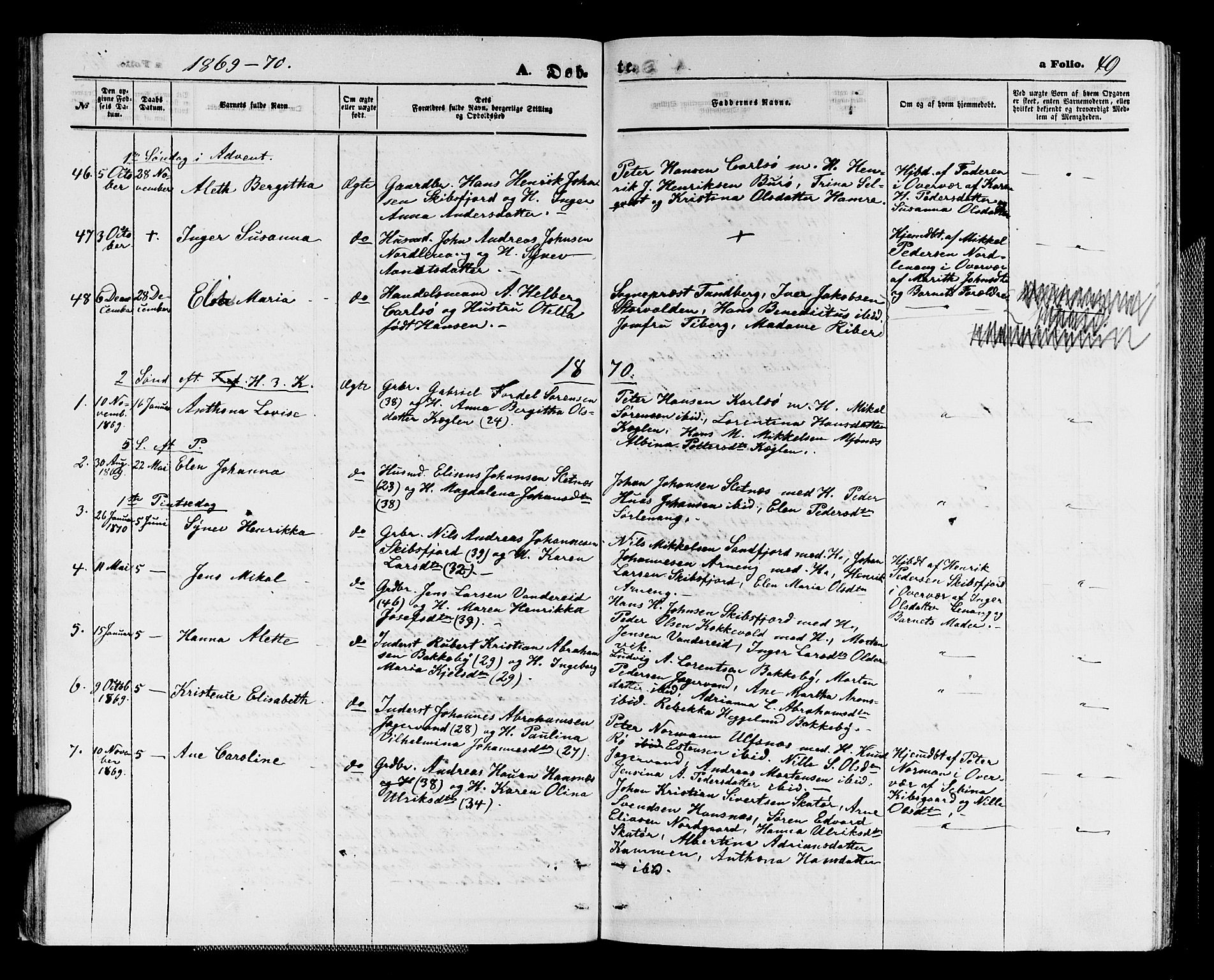 Karlsøy sokneprestembete, AV/SATØ-S-1299/H/Ha/Hab/L0003klokker: Klokkerbok nr. 3, 1862-1877, s. 49