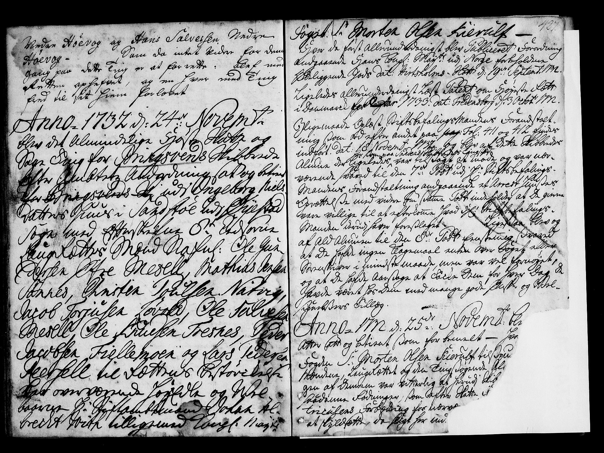 Nedenes sorenskriveri før 1824, SAK/1221-0007/F/Fa/L0022: Tingbok med register nr 17, 1730-1732, s. 426b-427a
