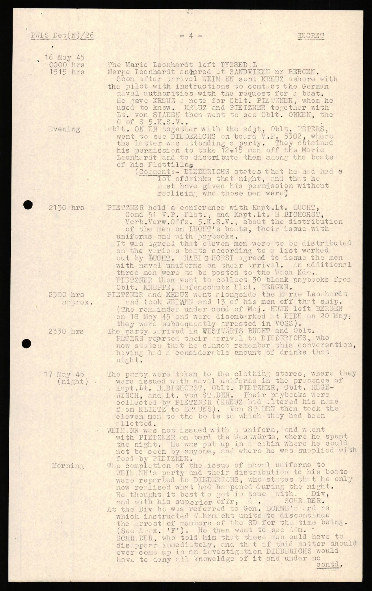 Forsvaret, Forsvarets overkommando II, RA/RAFA-3915/D/Db/L0020: CI Questionaires. Tyske okkupasjonsstyrker i Norge. Tyskere., 1945-1946, s. 352
