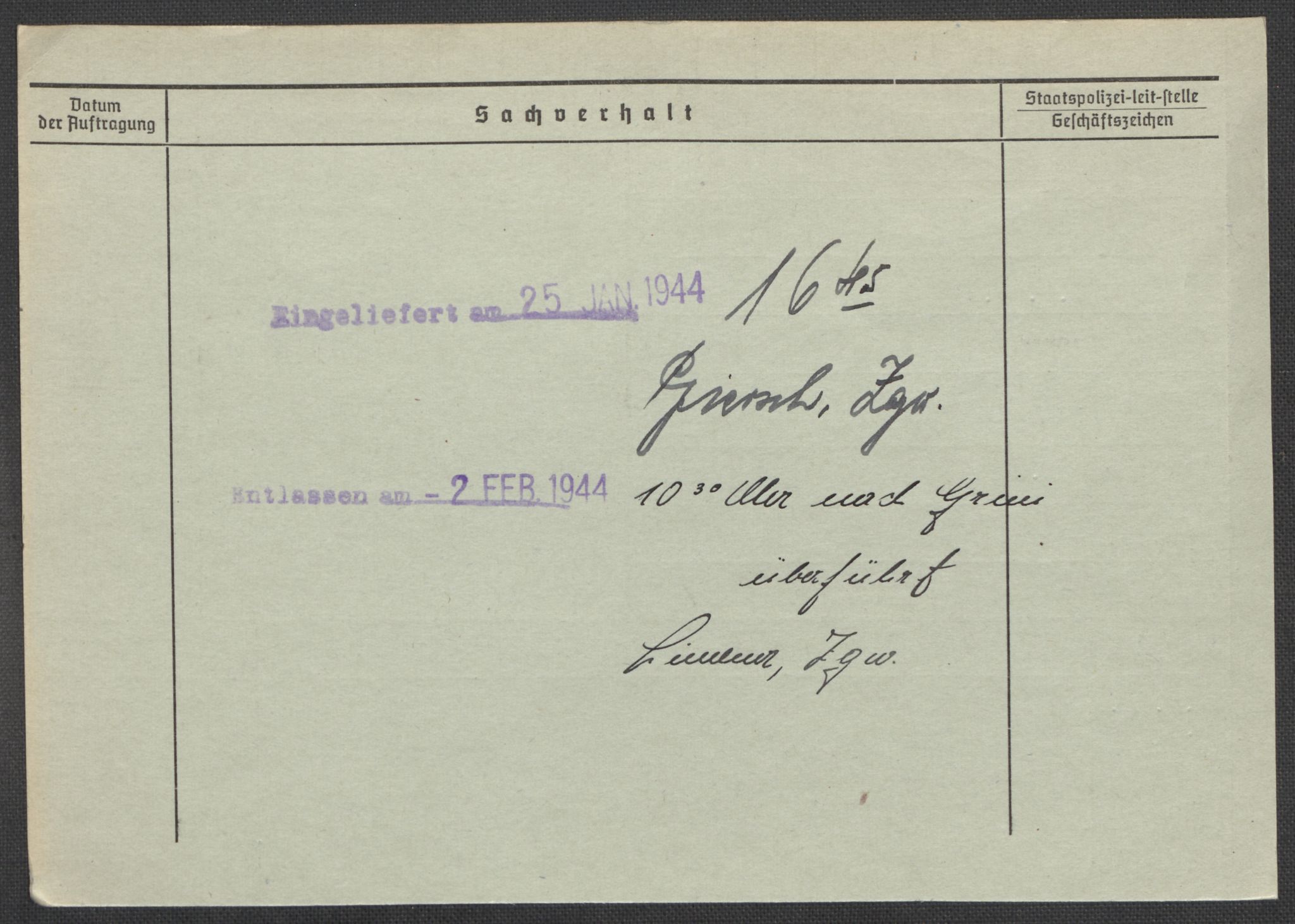 Befehlshaber der Sicherheitspolizei und des SD, RA/RAFA-5969/E/Ea/Eaa/L0006: Register over norske fanger i Møllergata 19: Kj-Lund, 1940-1945, s. 1024