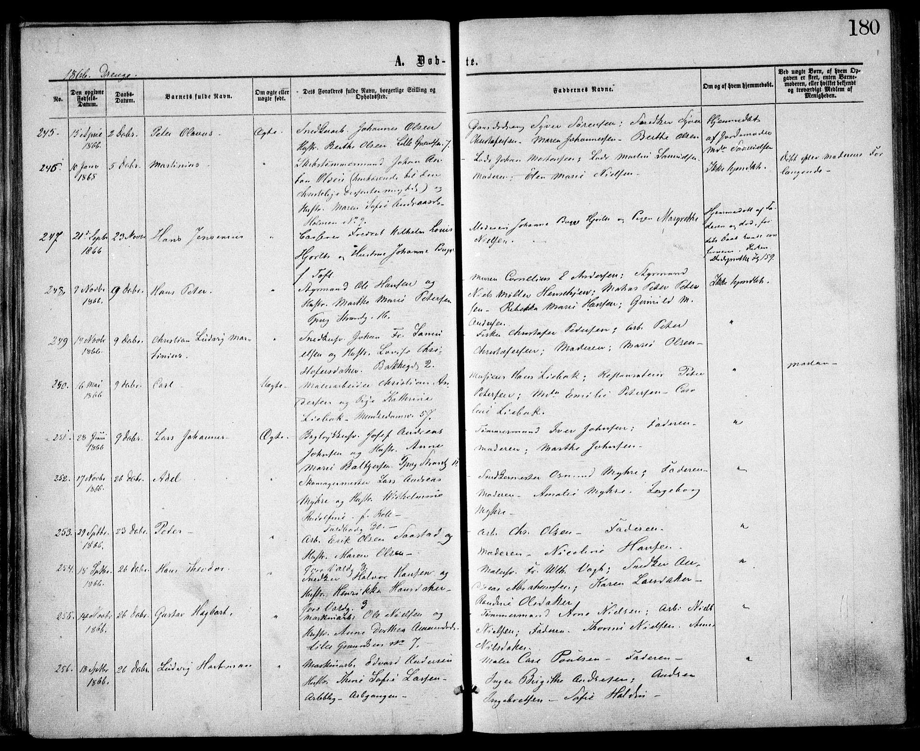 Trefoldighet prestekontor Kirkebøker, AV/SAO-A-10882/F/Fa/L0002: Ministerialbok nr. I 2, 1863-1870, s. 180