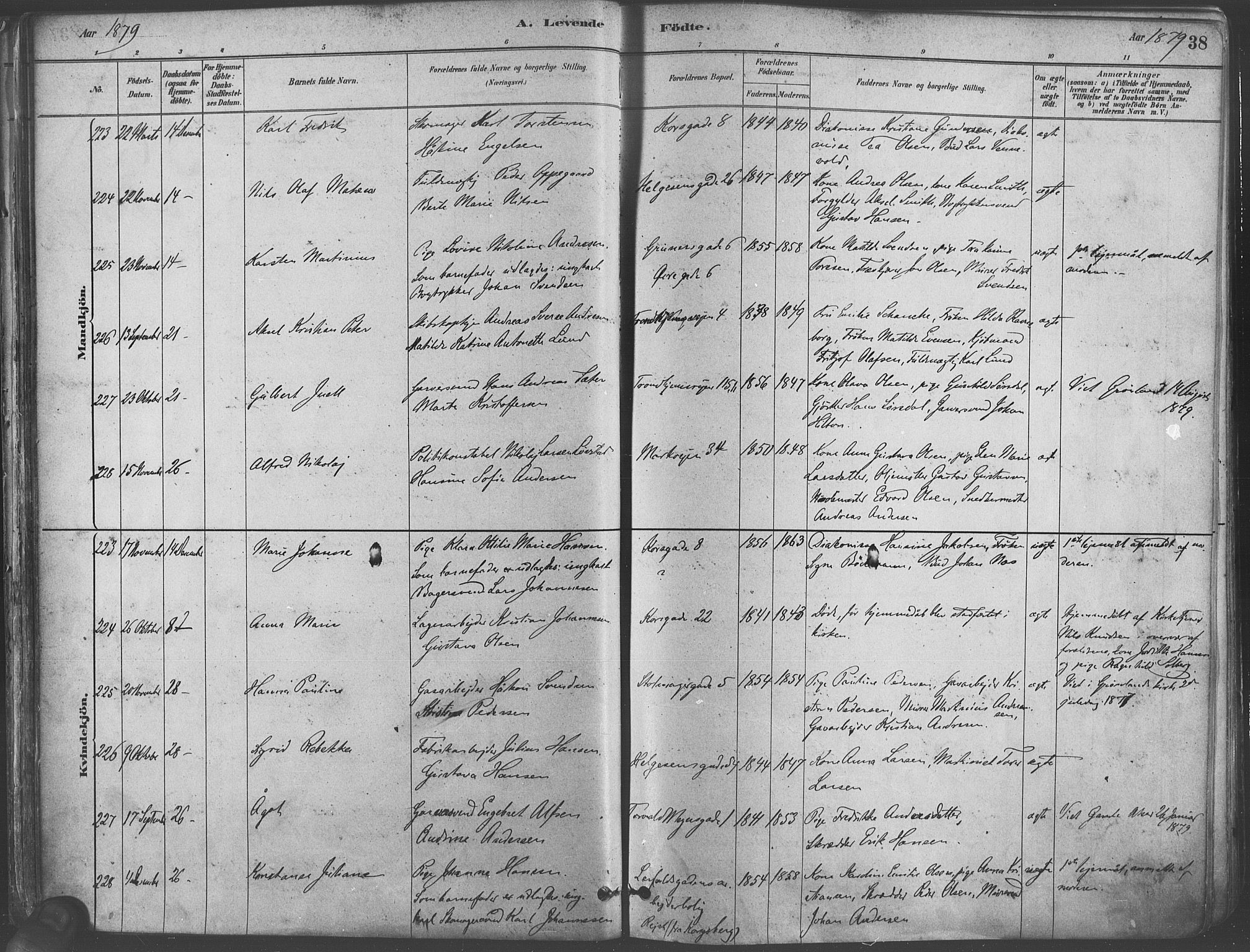 Paulus prestekontor Kirkebøker, AV/SAO-A-10871/F/Fa/L0003: Ministerialbok nr. 3, 1879-1887, s. 38