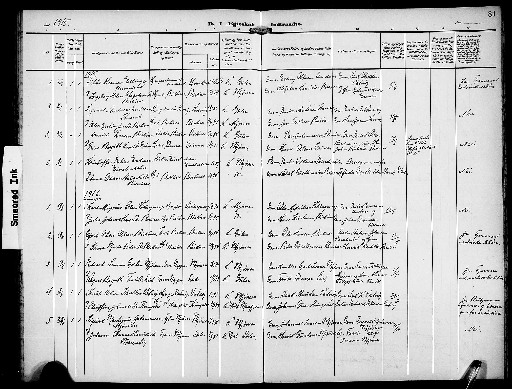 Gulen sokneprestembete, AV/SAB-A-80201/H/Hab/Habd/L0001: Klokkerbok nr. D 1, 1901-1924, s. 81