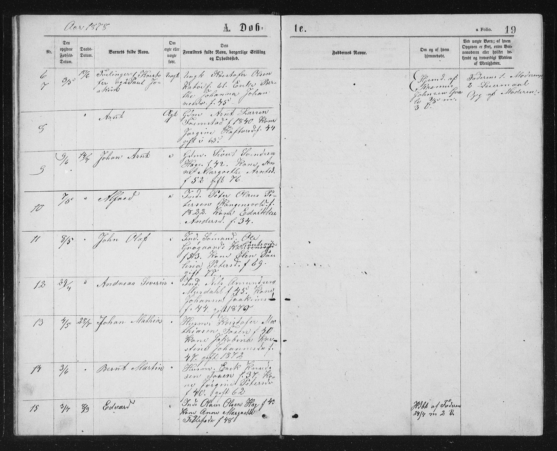 Ministerialprotokoller, klokkerbøker og fødselsregistre - Sør-Trøndelag, AV/SAT-A-1456/662/L0756: Klokkerbok nr. 662C01, 1869-1891, s. 19