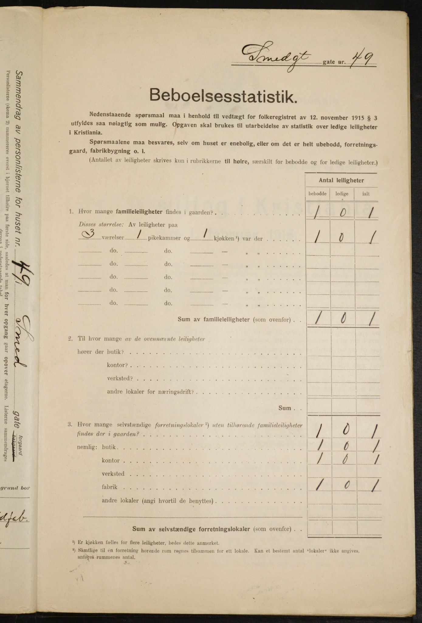 OBA, Kommunal folketelling 1.2.1916 for Kristiania, 1916, s. 100144