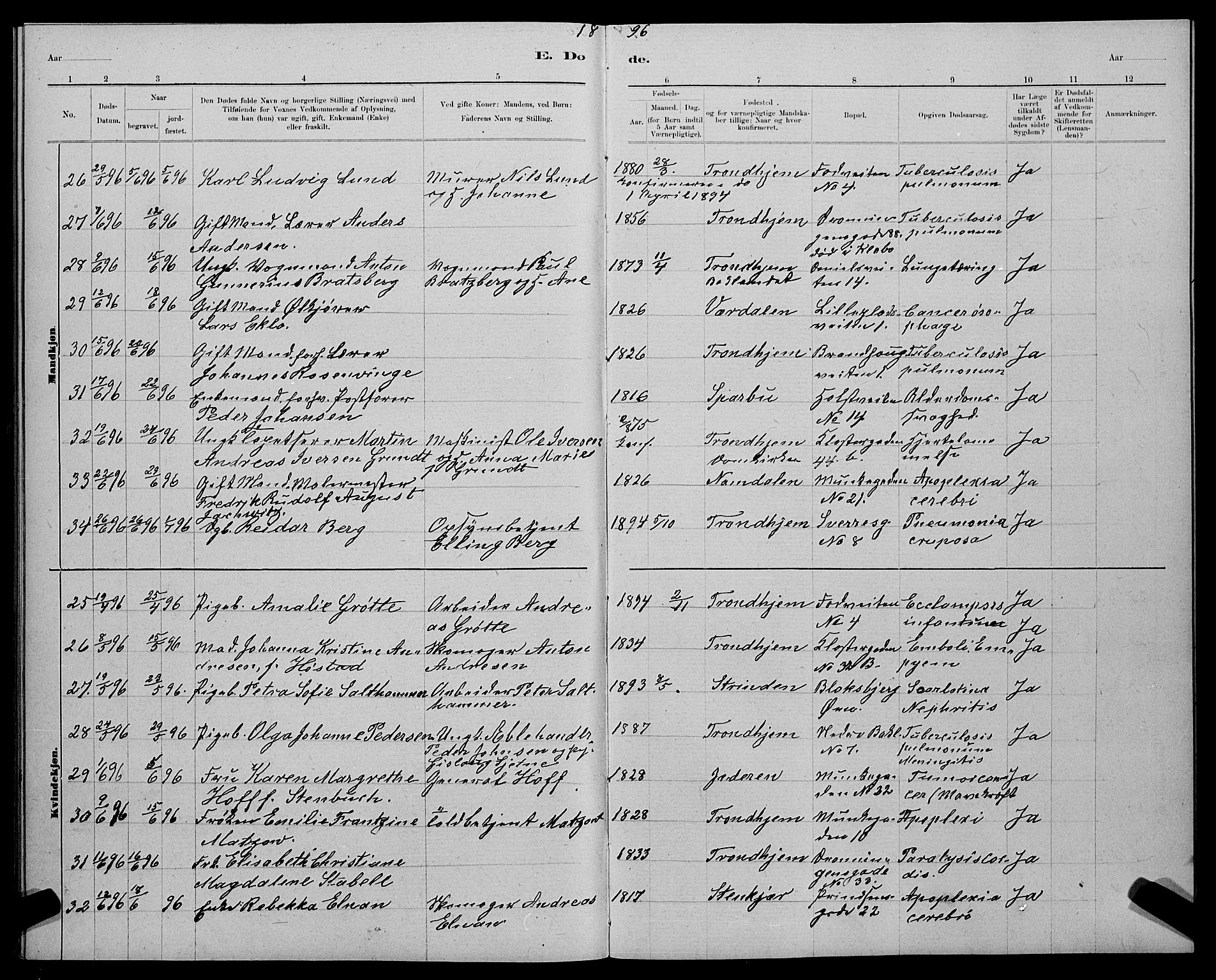 Ministerialprotokoller, klokkerbøker og fødselsregistre - Sør-Trøndelag, AV/SAT-A-1456/601/L0093: Klokkerbok nr. 601C11, 1882-1898