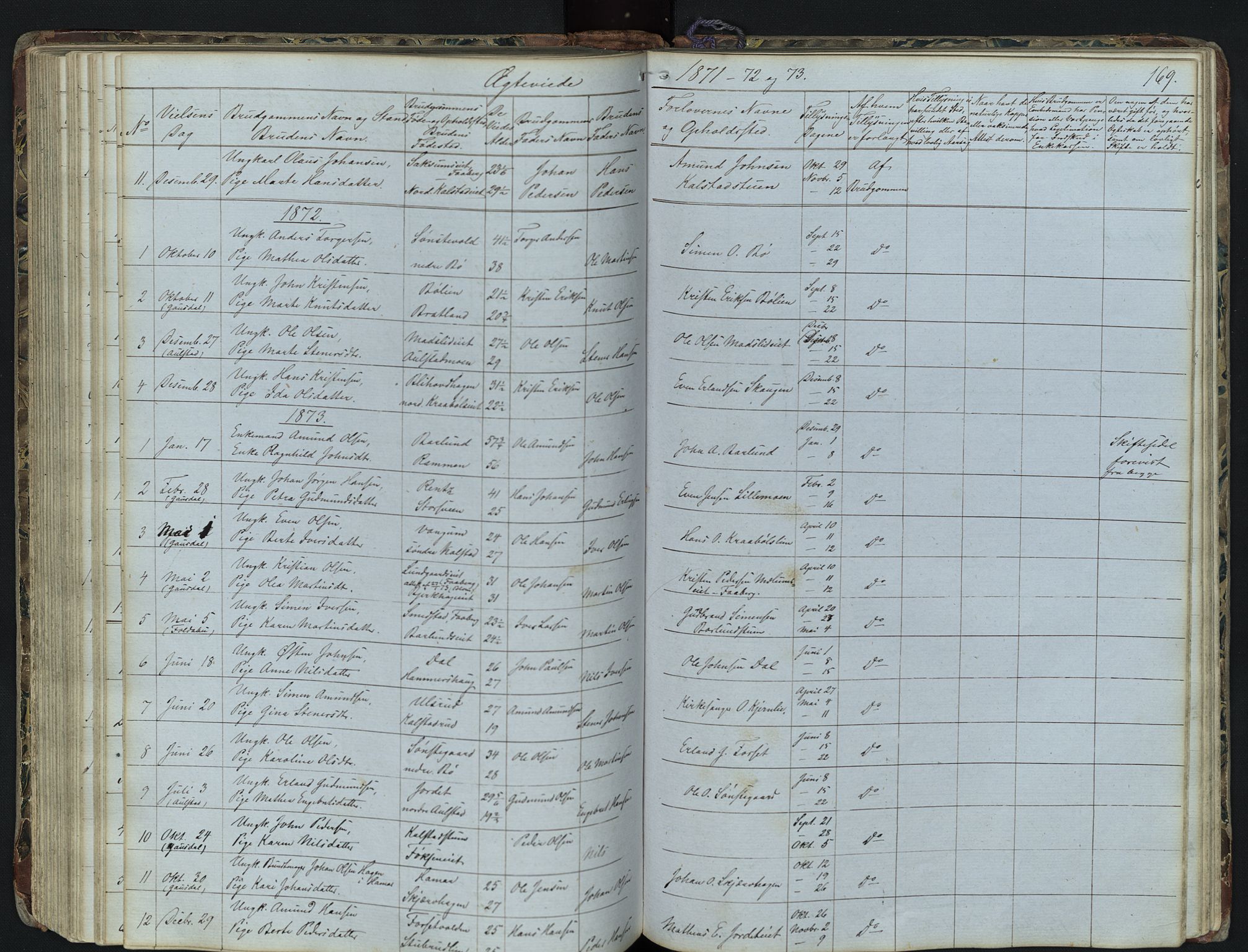 Vestre Gausdal prestekontor, AV/SAH-PREST-094/H/Ha/Hab/L0001: Klokkerbok nr. 1, 1867-1895, s. 169