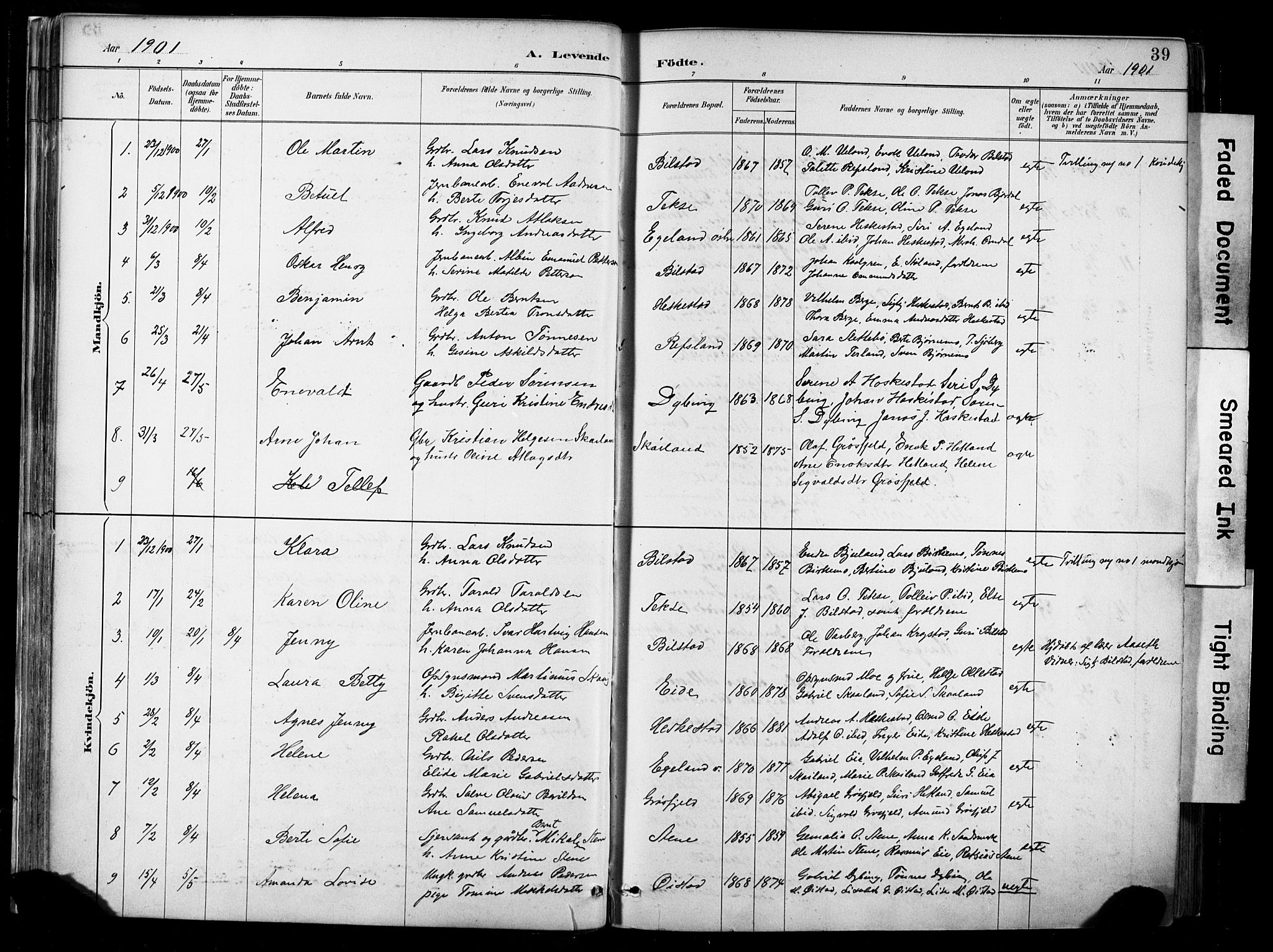 Lund sokneprestkontor, AV/SAST-A-101809/S06/L0012: Ministerialbok nr. A 11, 1887-1921, s. 39